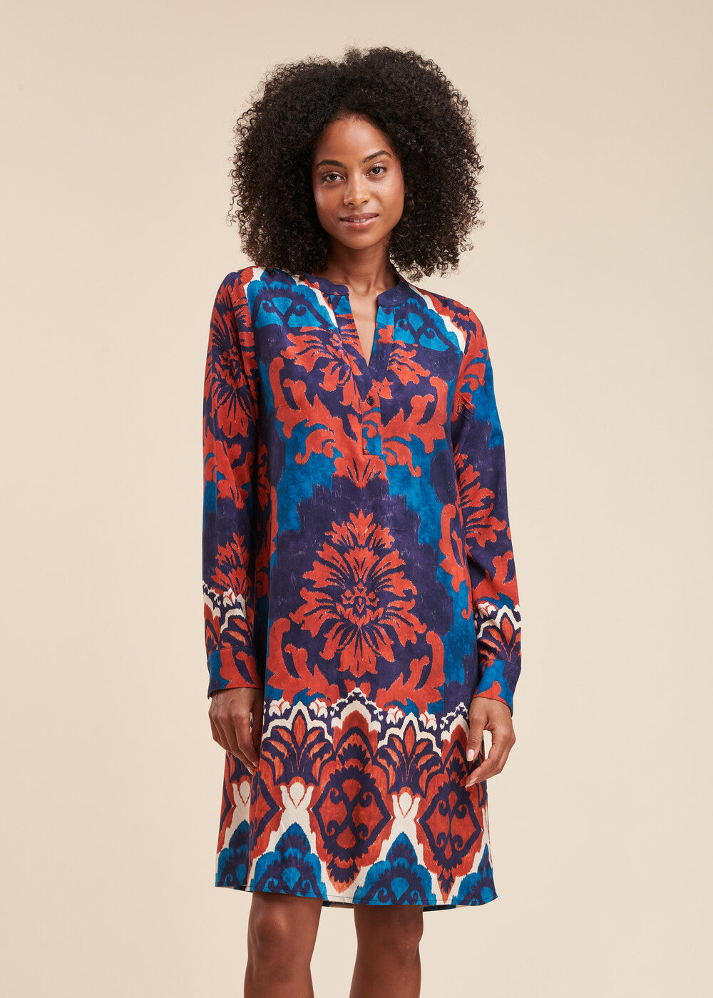 Ecovero short straight cut printed viscose dress