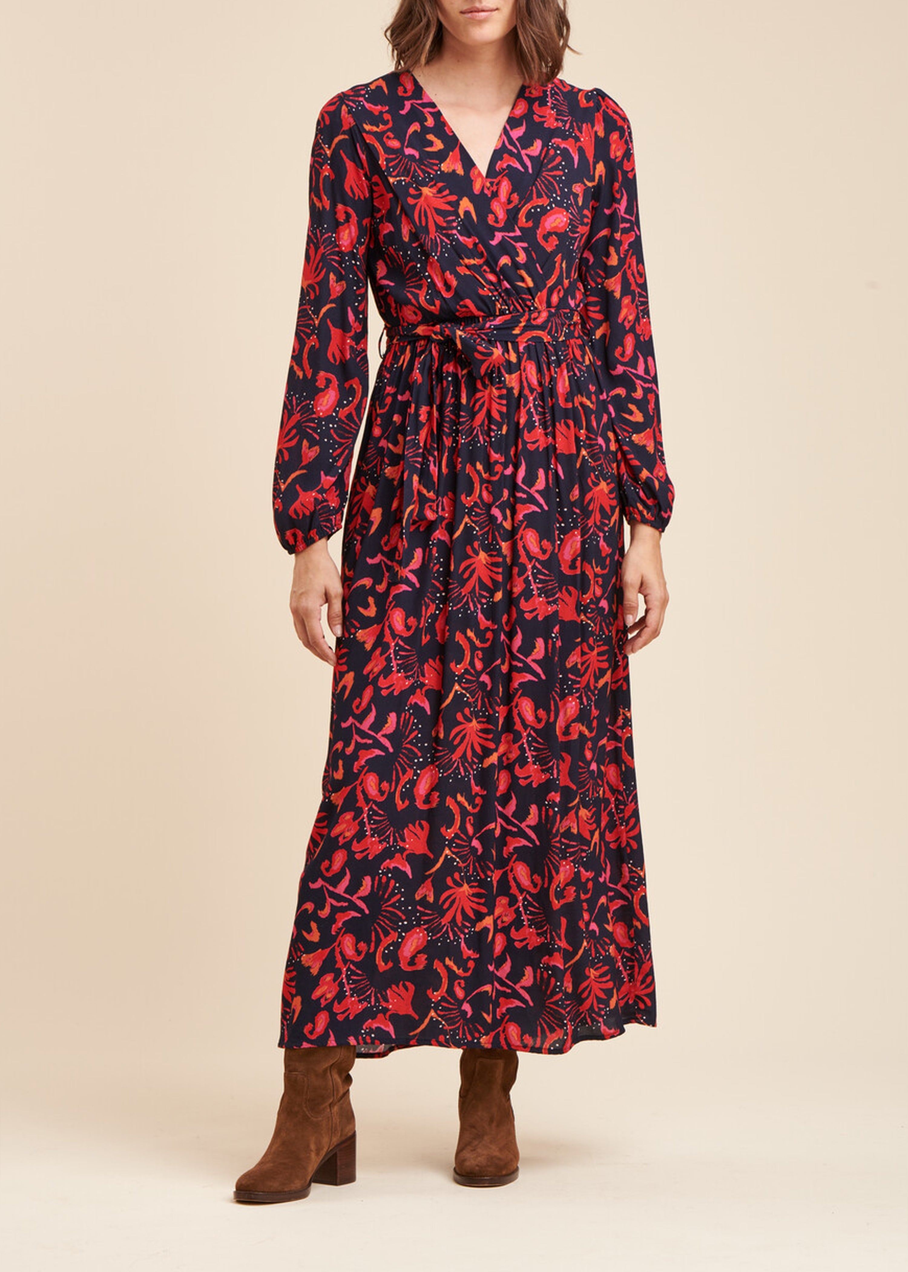 Vestido longo com estampa floral