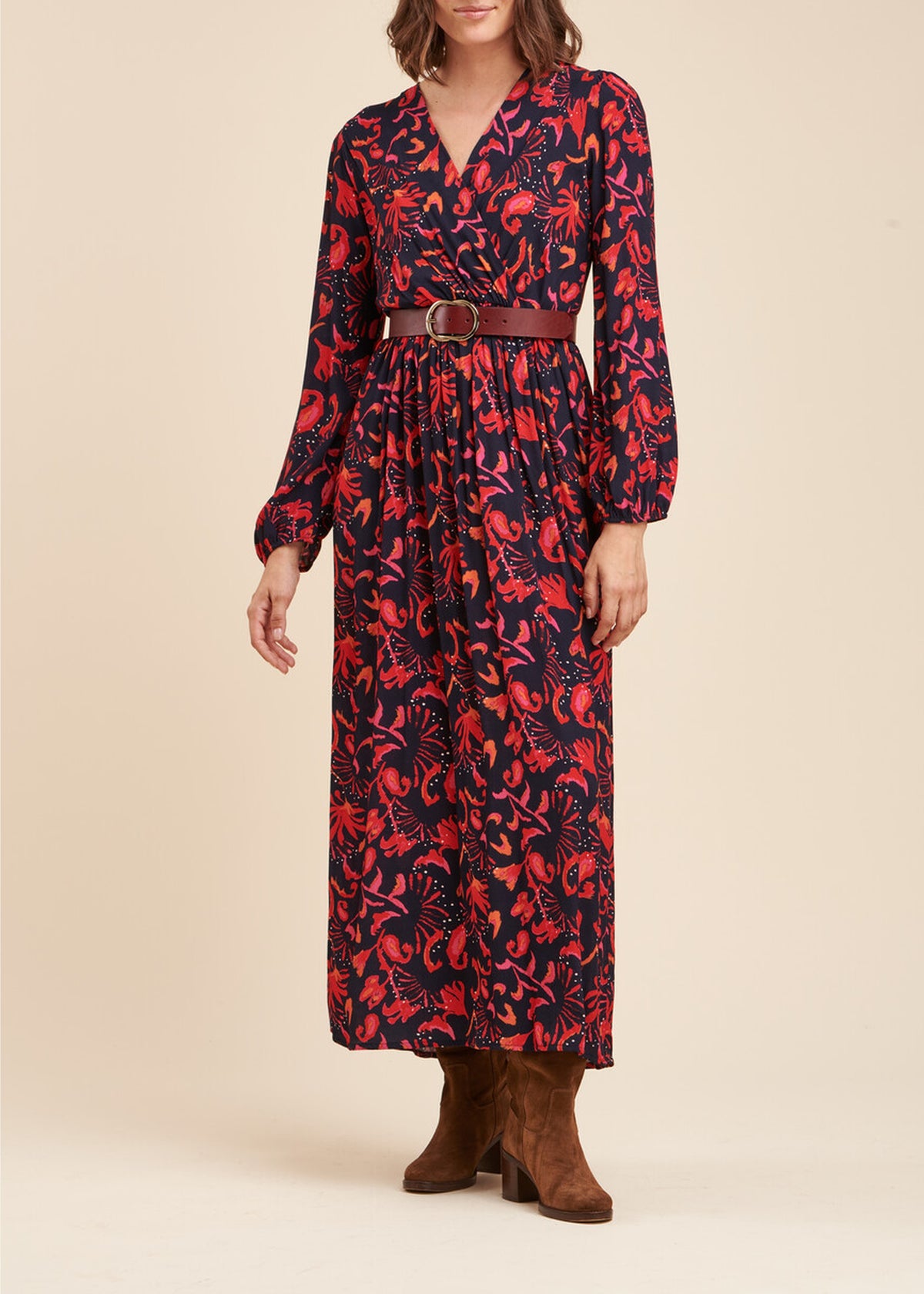 Lange jurk met bloemenprint