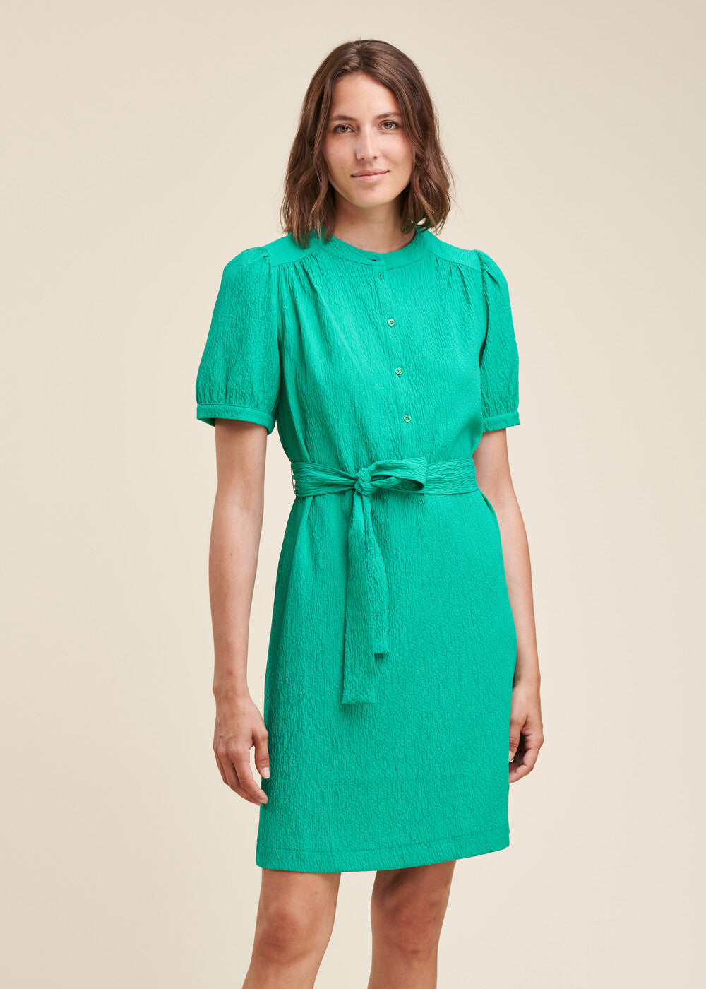 Short embossed viscose dress