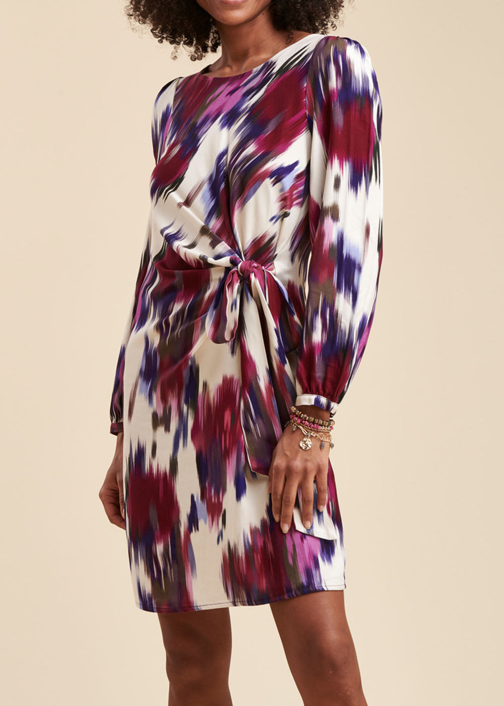 Ecovero short fitted floral print viscose dress