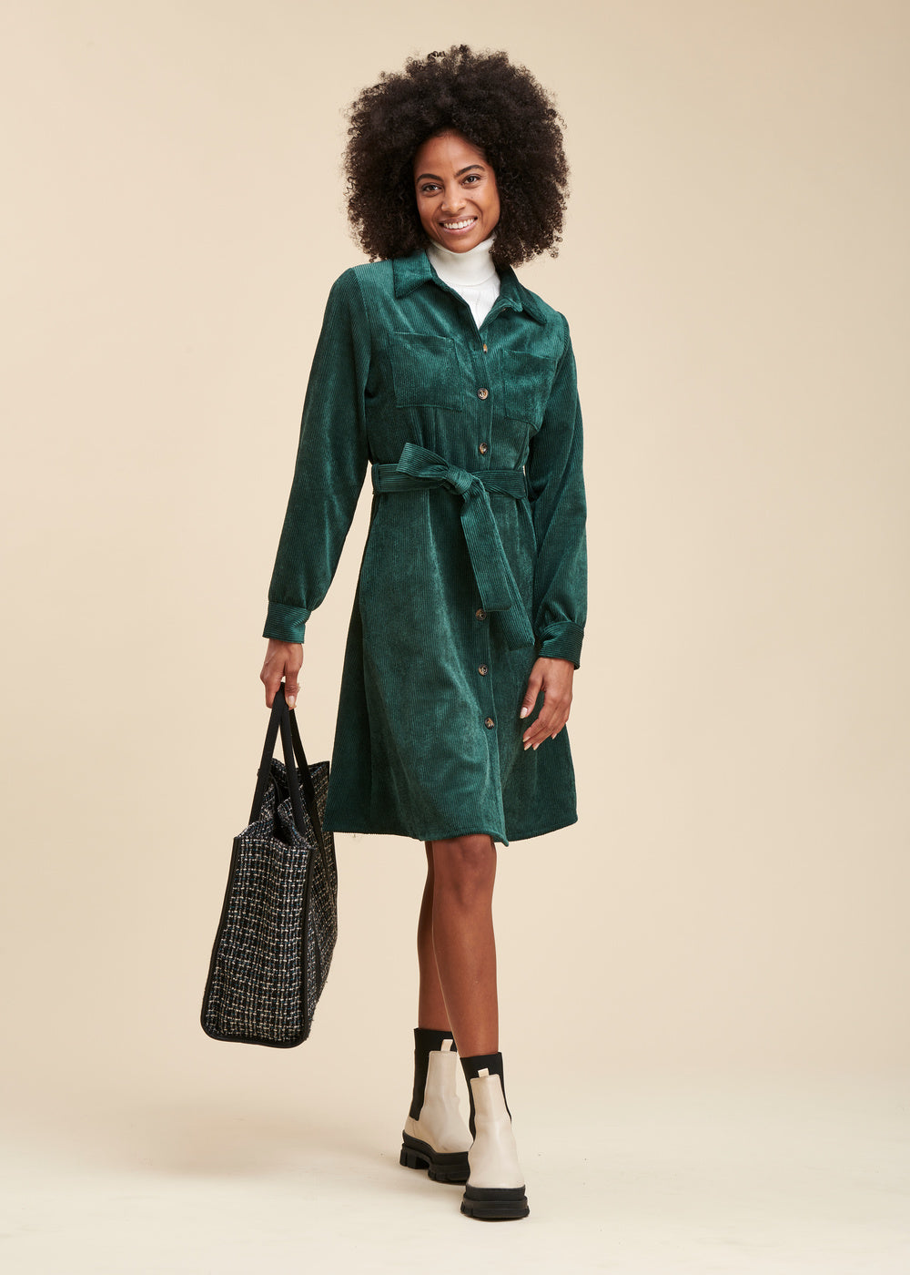 Velvet shirt dress