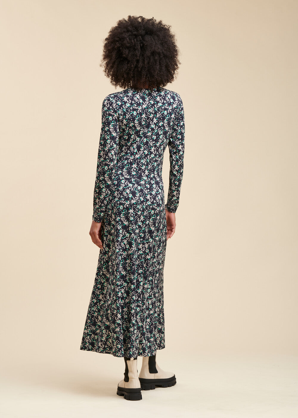 Ecovero long viscose dress with floral print