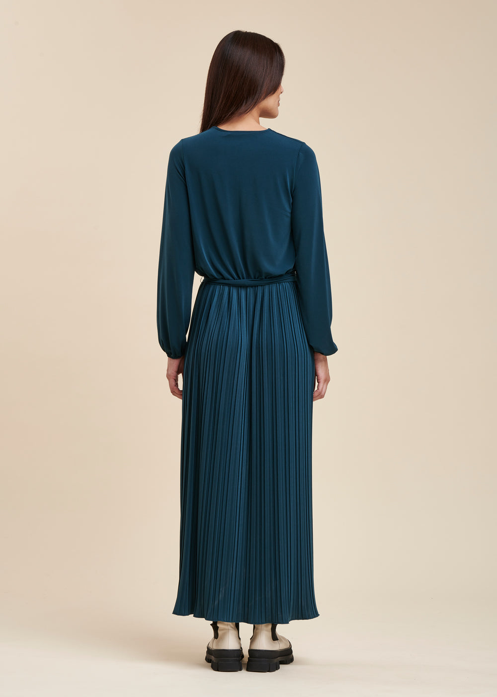 Long pleated jersey dress