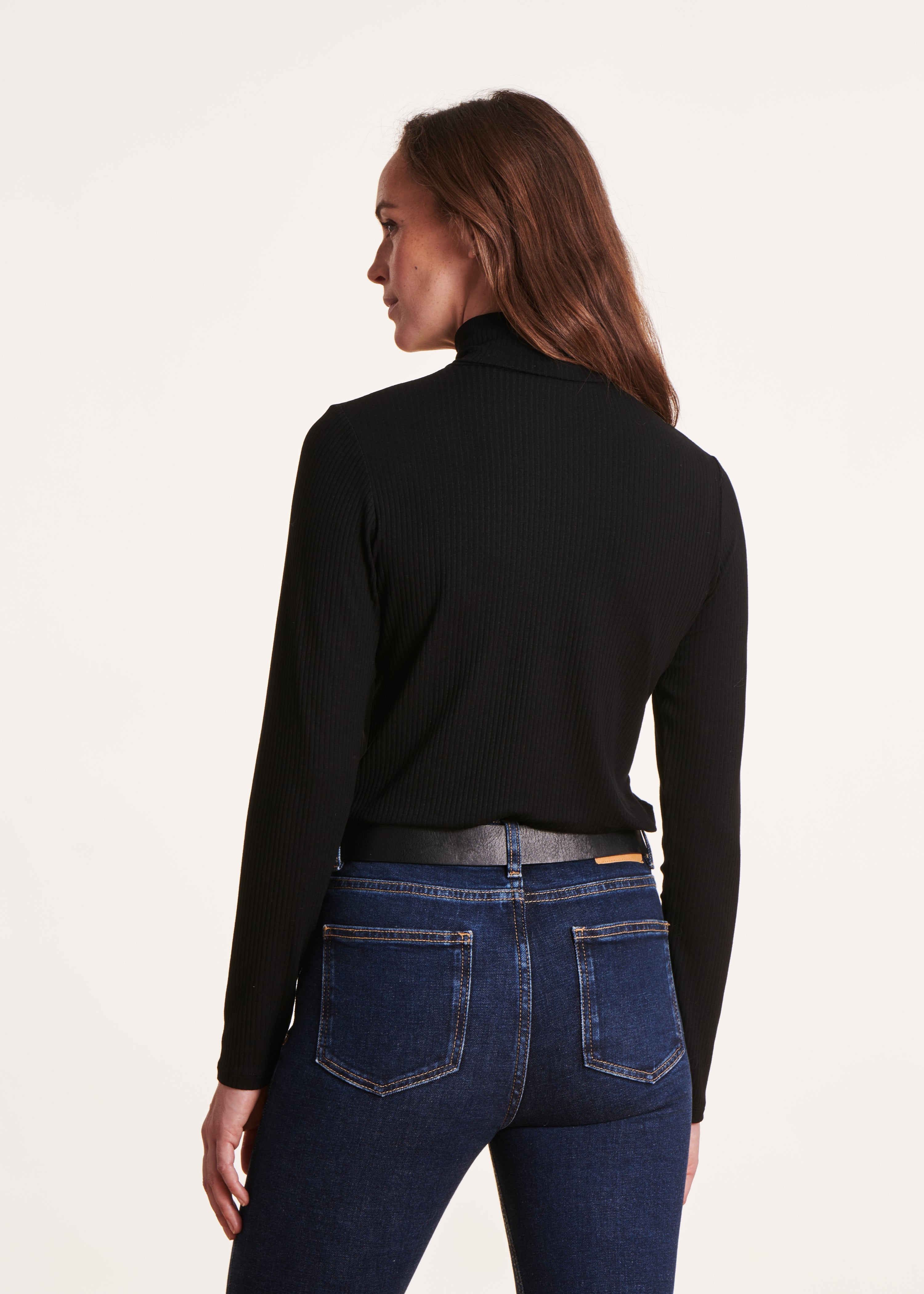 black fitted turtleneck t-shirt