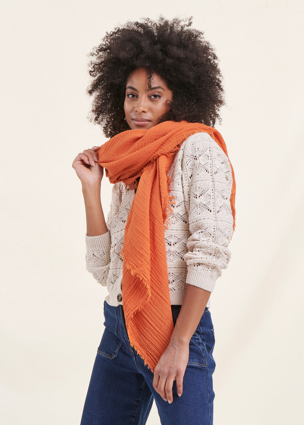 Orange organic cotton scarf