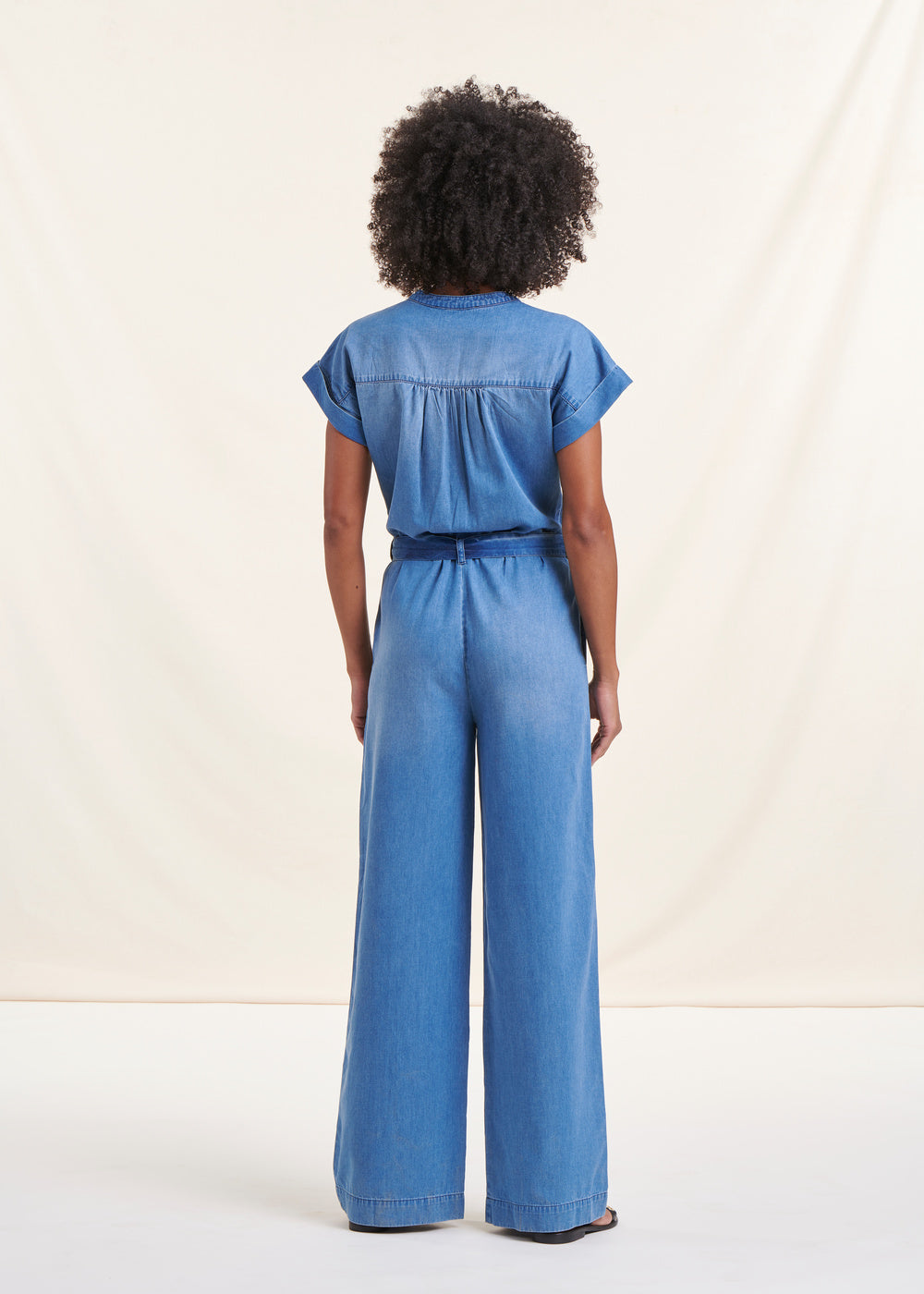 Blue denim lyocell jumpsuit