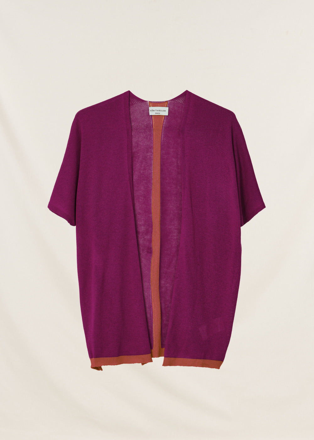 Purple short-sleeved cardigan