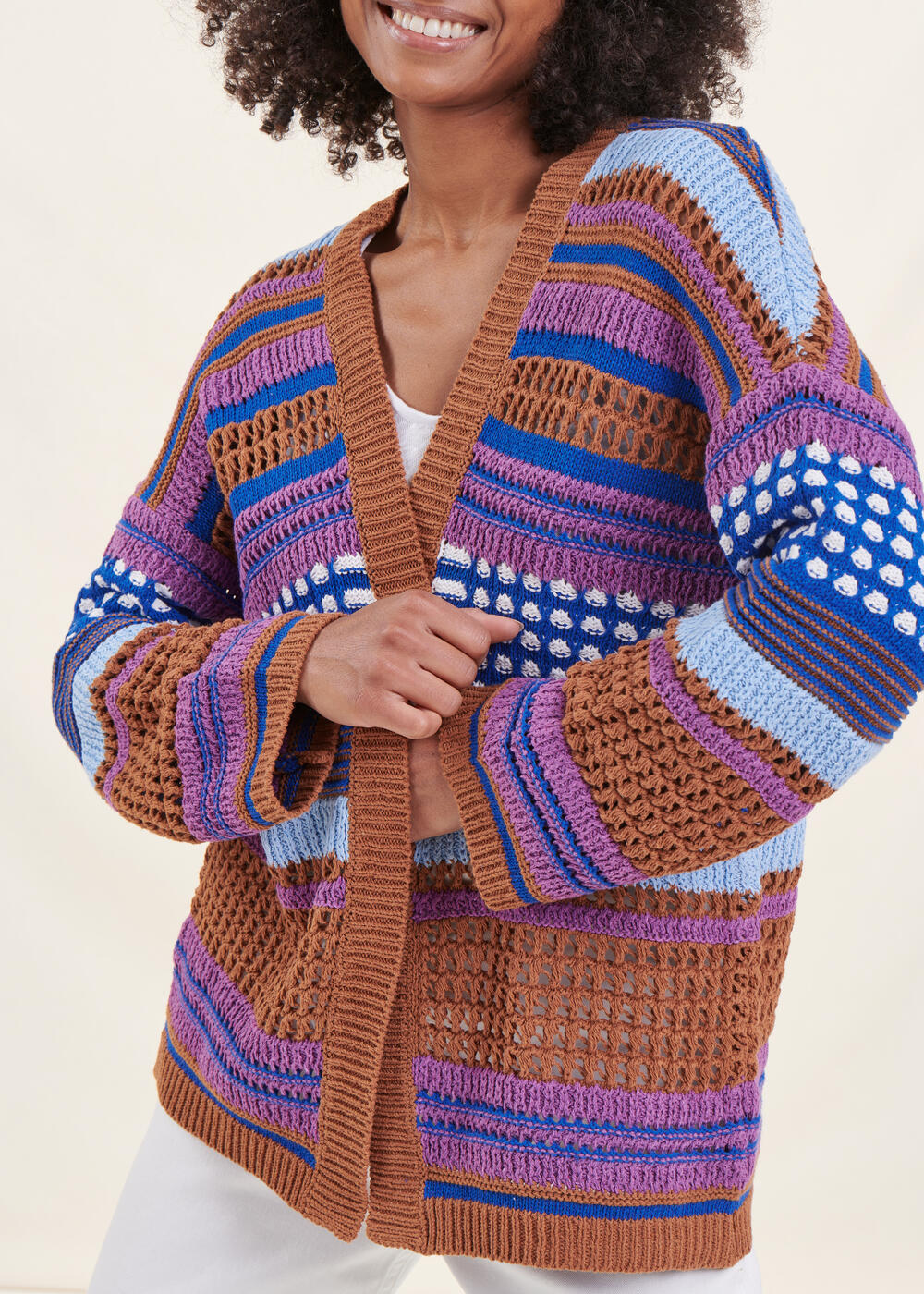 Multicolored long sleeved striped cardigan La Fee Maraboutee