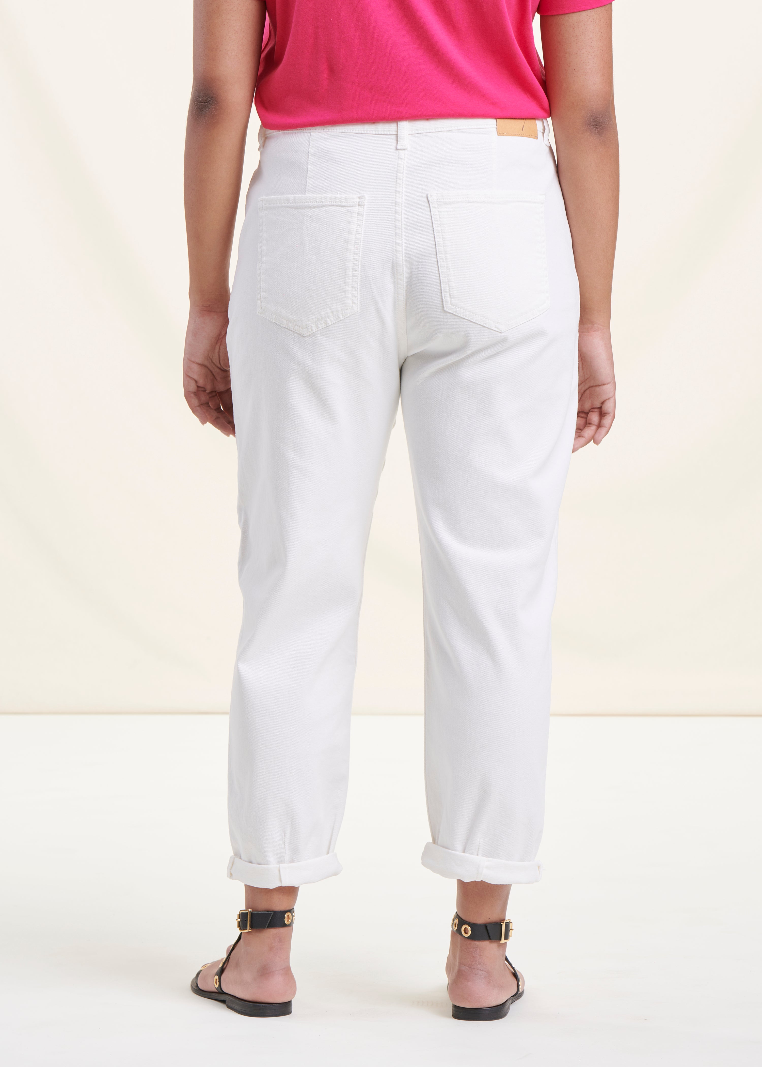 White organic cotton boyfriend jeans