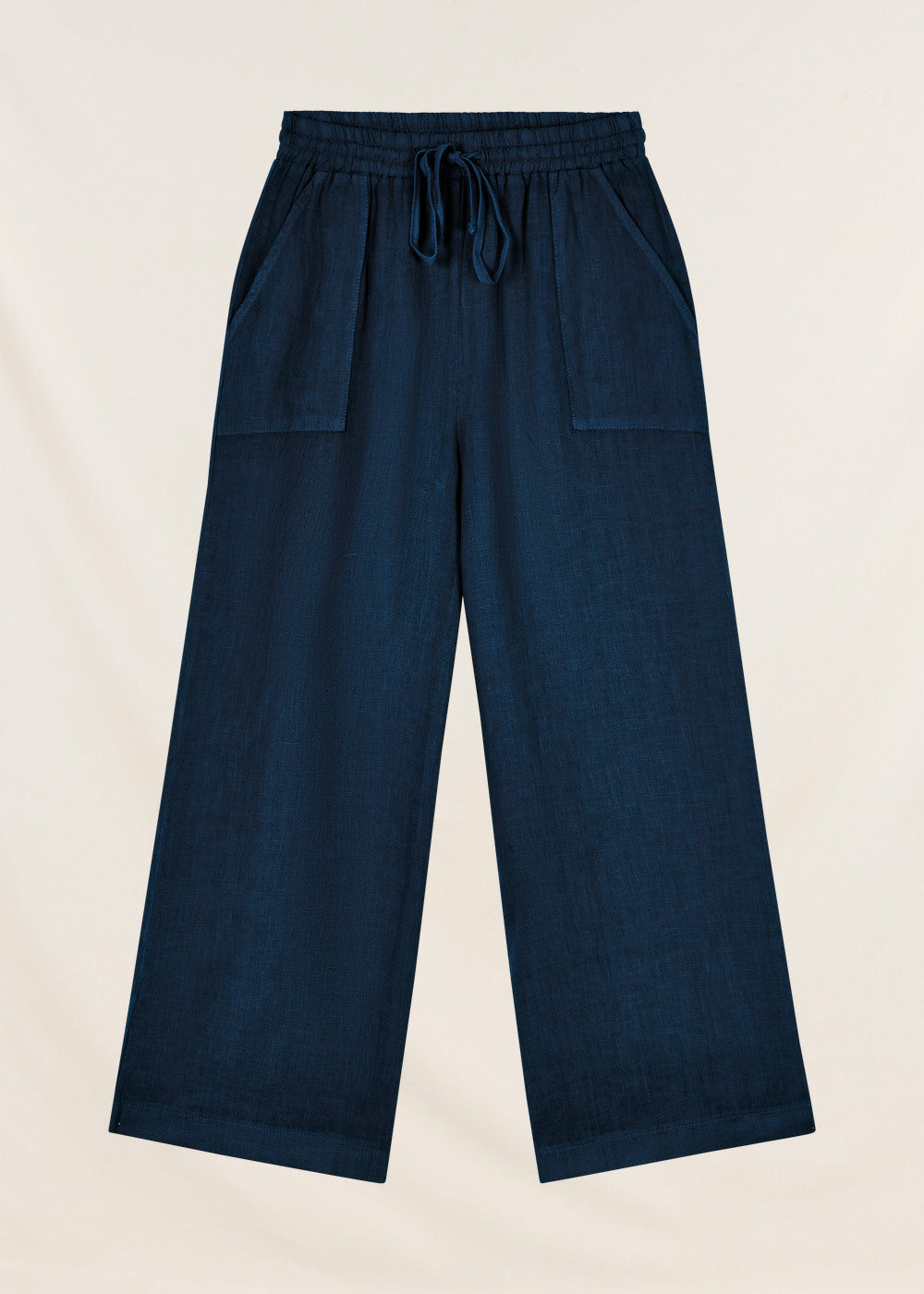 Pantalon 7/8ème bleu pétrole en lin