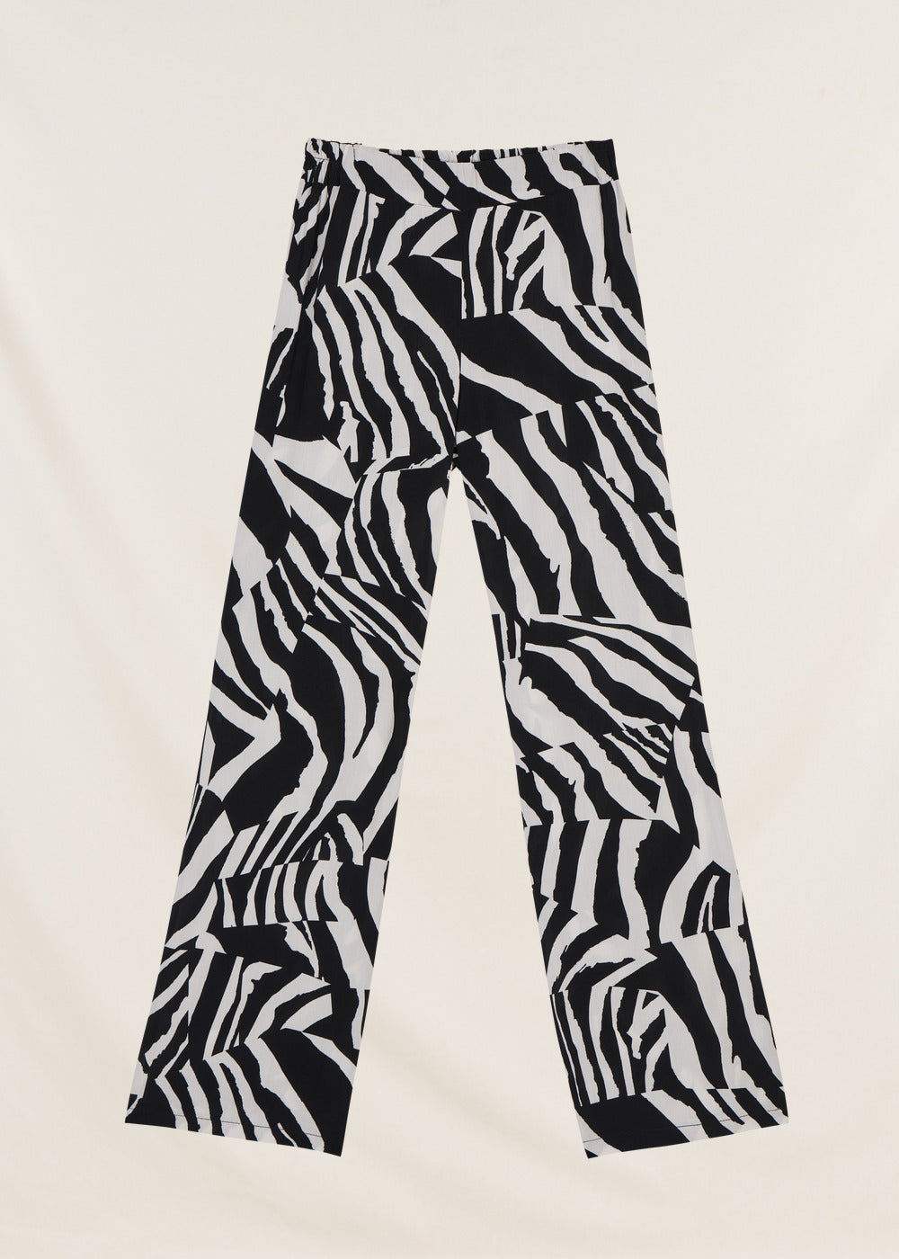 Calça fluida com cintura elástica com estampa de zebra