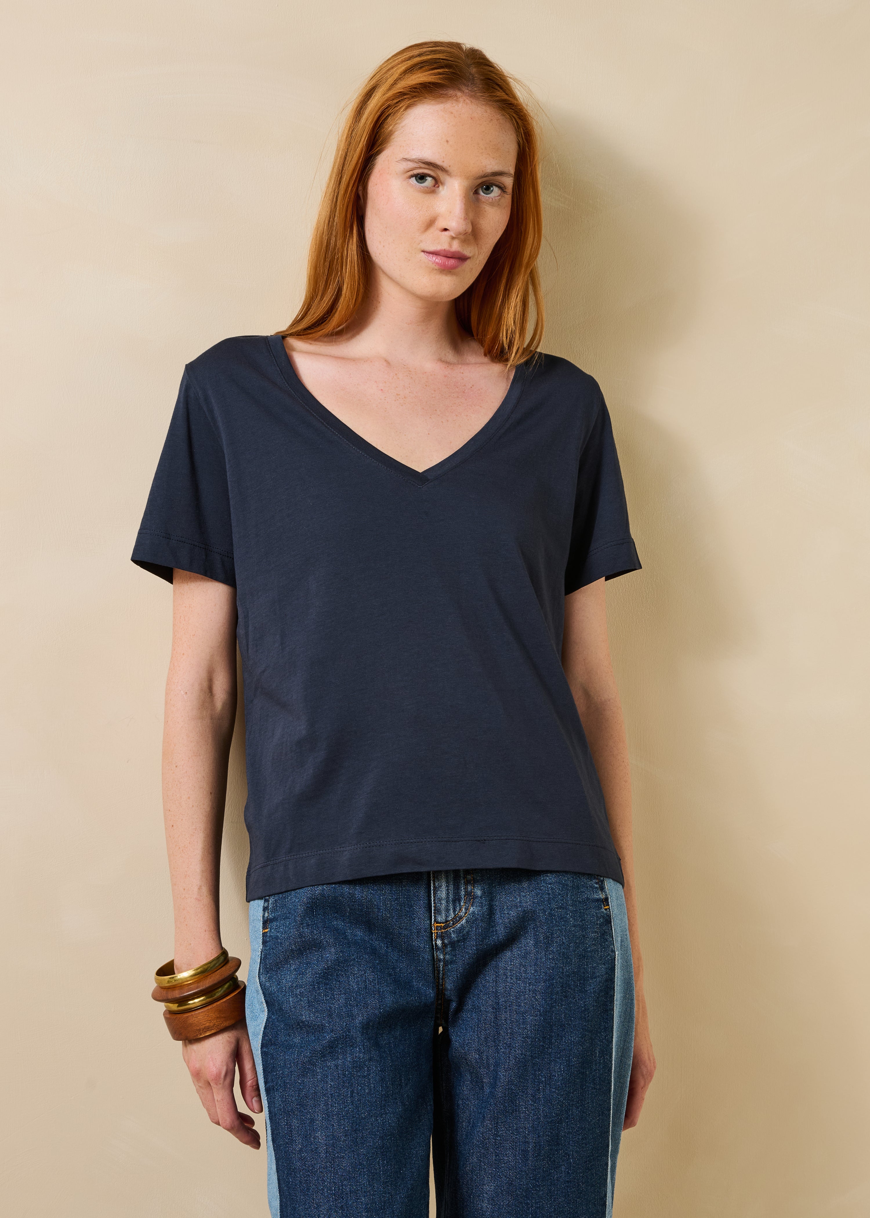 T-shirt oversize foncé marine manches courtes