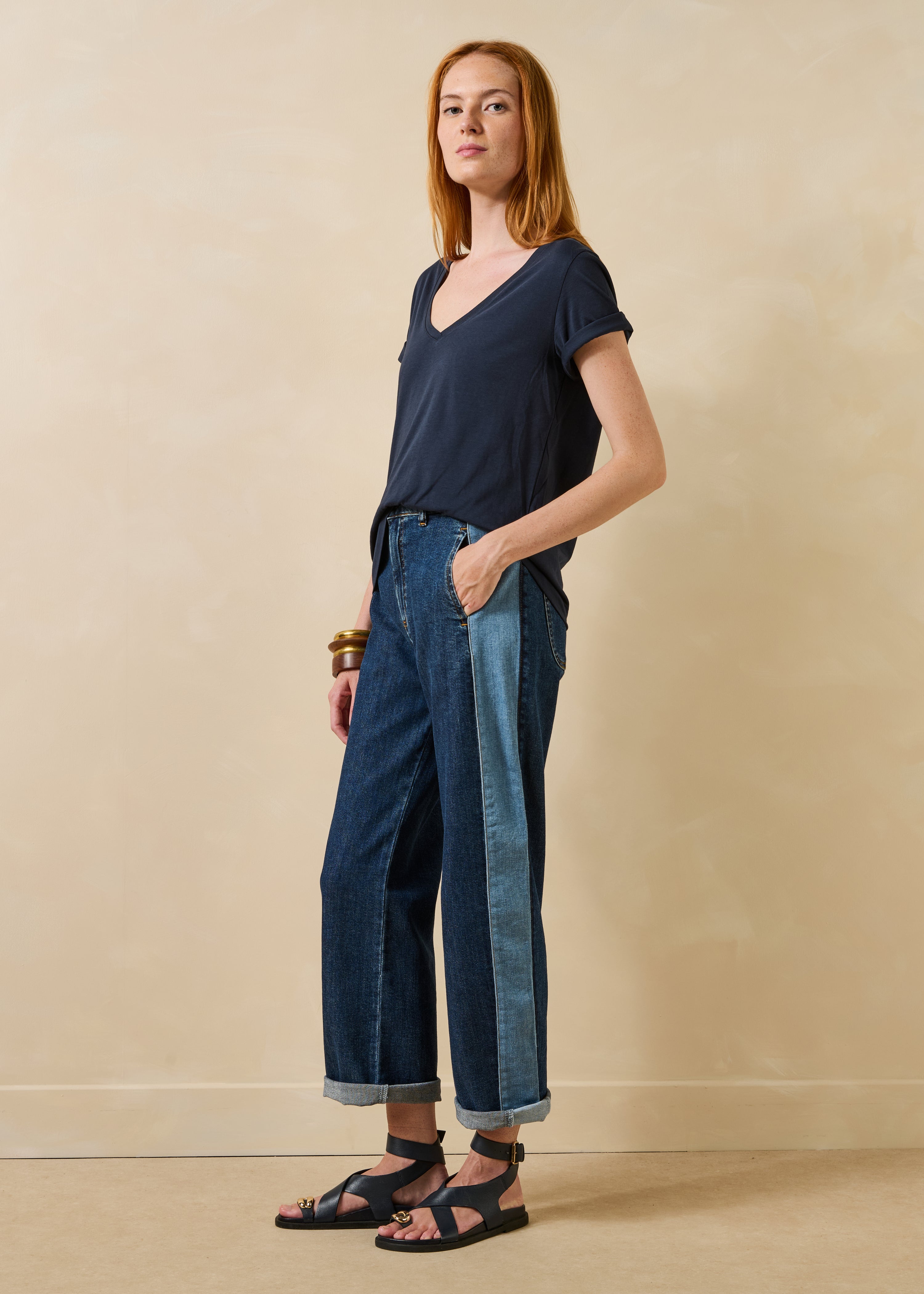 T-shirt oversize blu scuro maniche corte