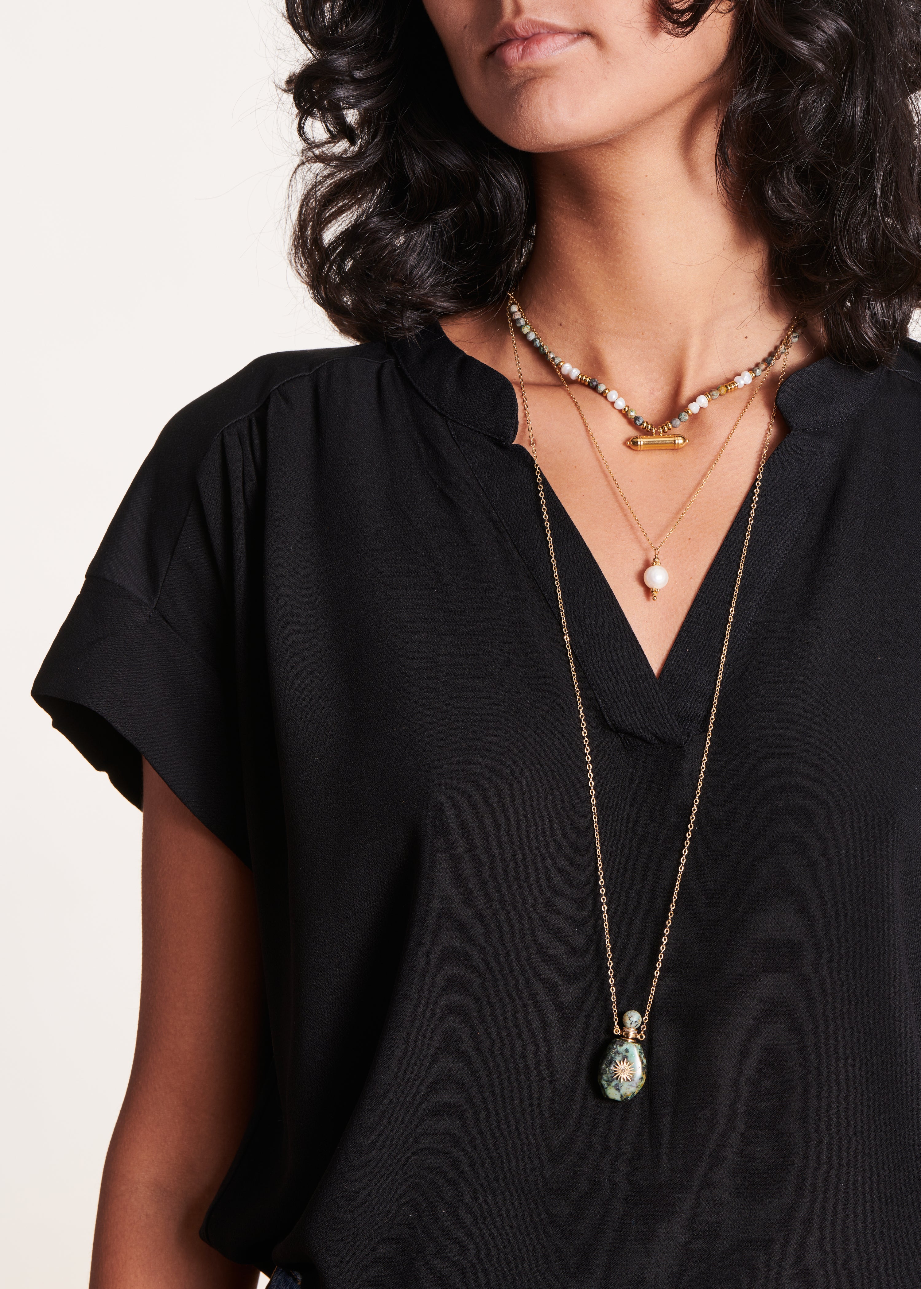 black bi-material top, short sleeves