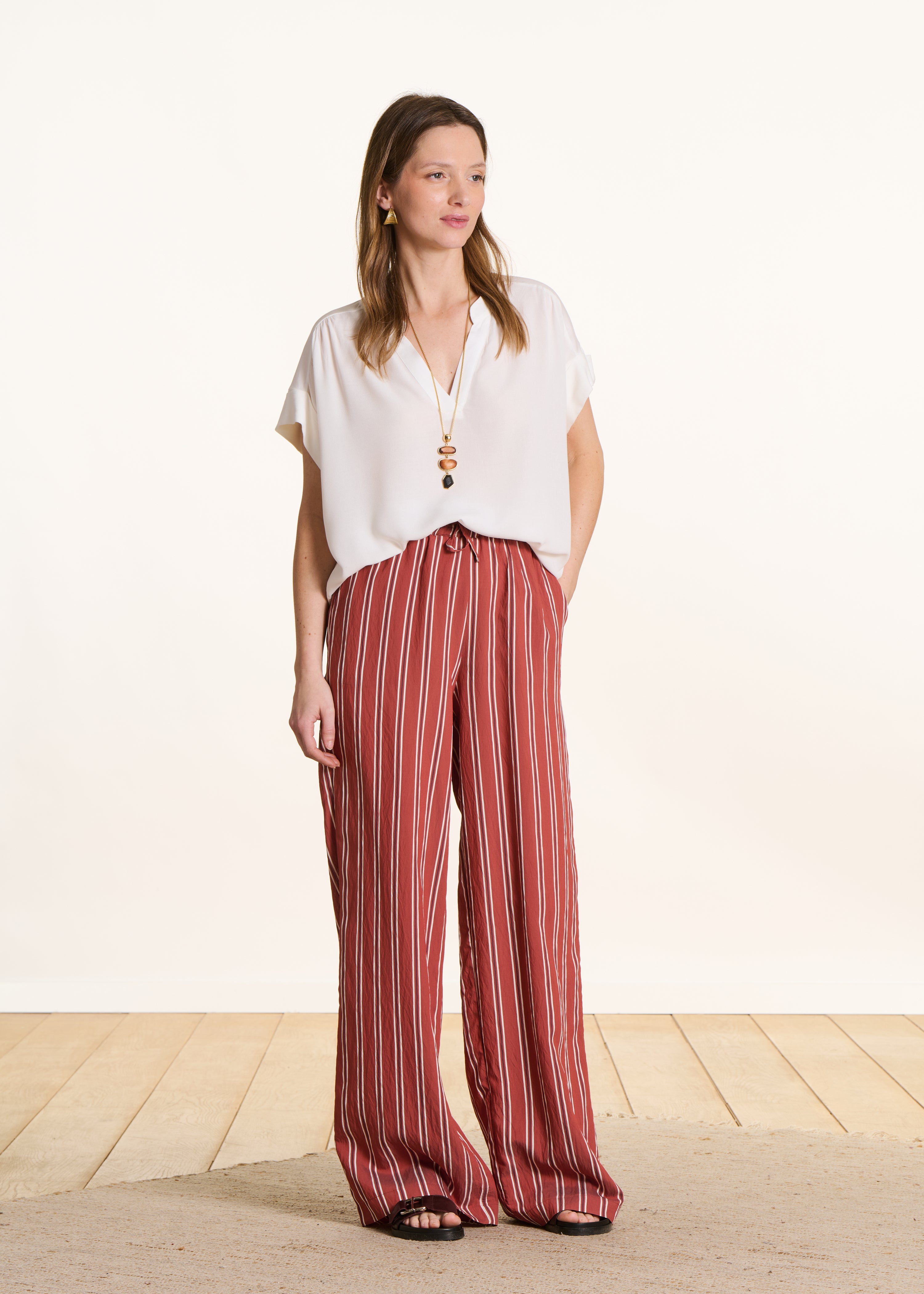 Camiseta bicolor cruda de manga corta