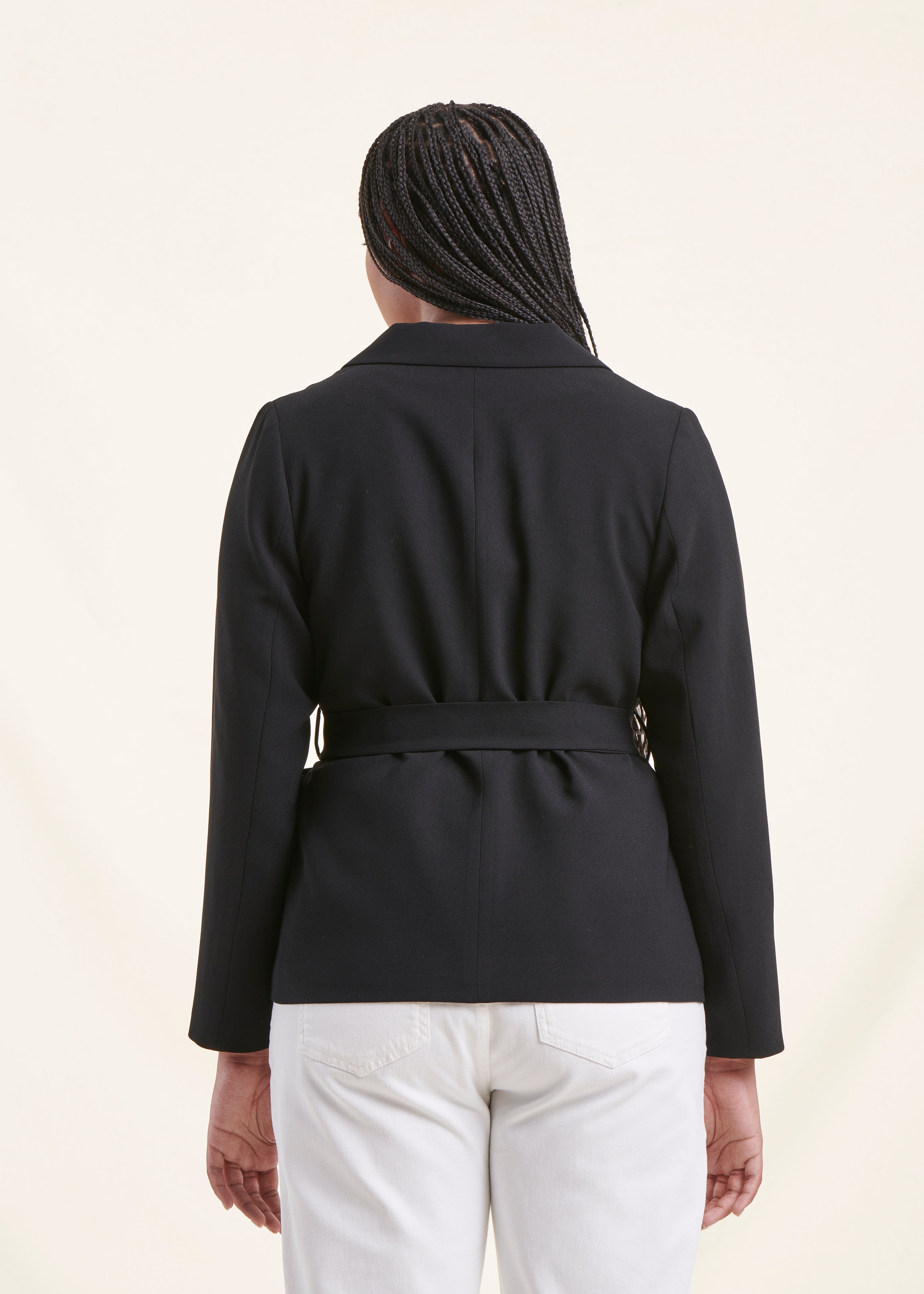 Black tailored jacket in crepe fabric