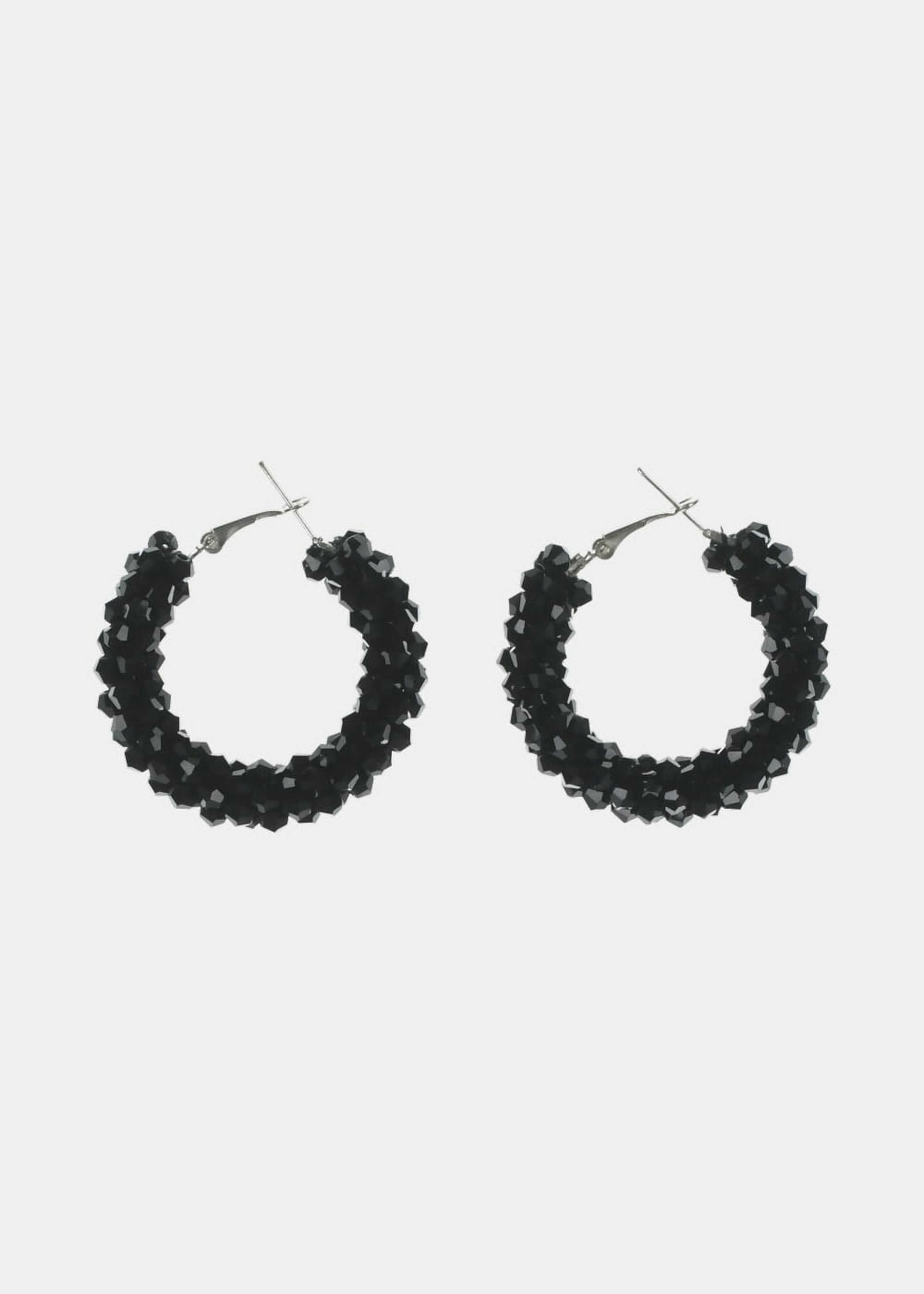 Black pearl hoop earrings