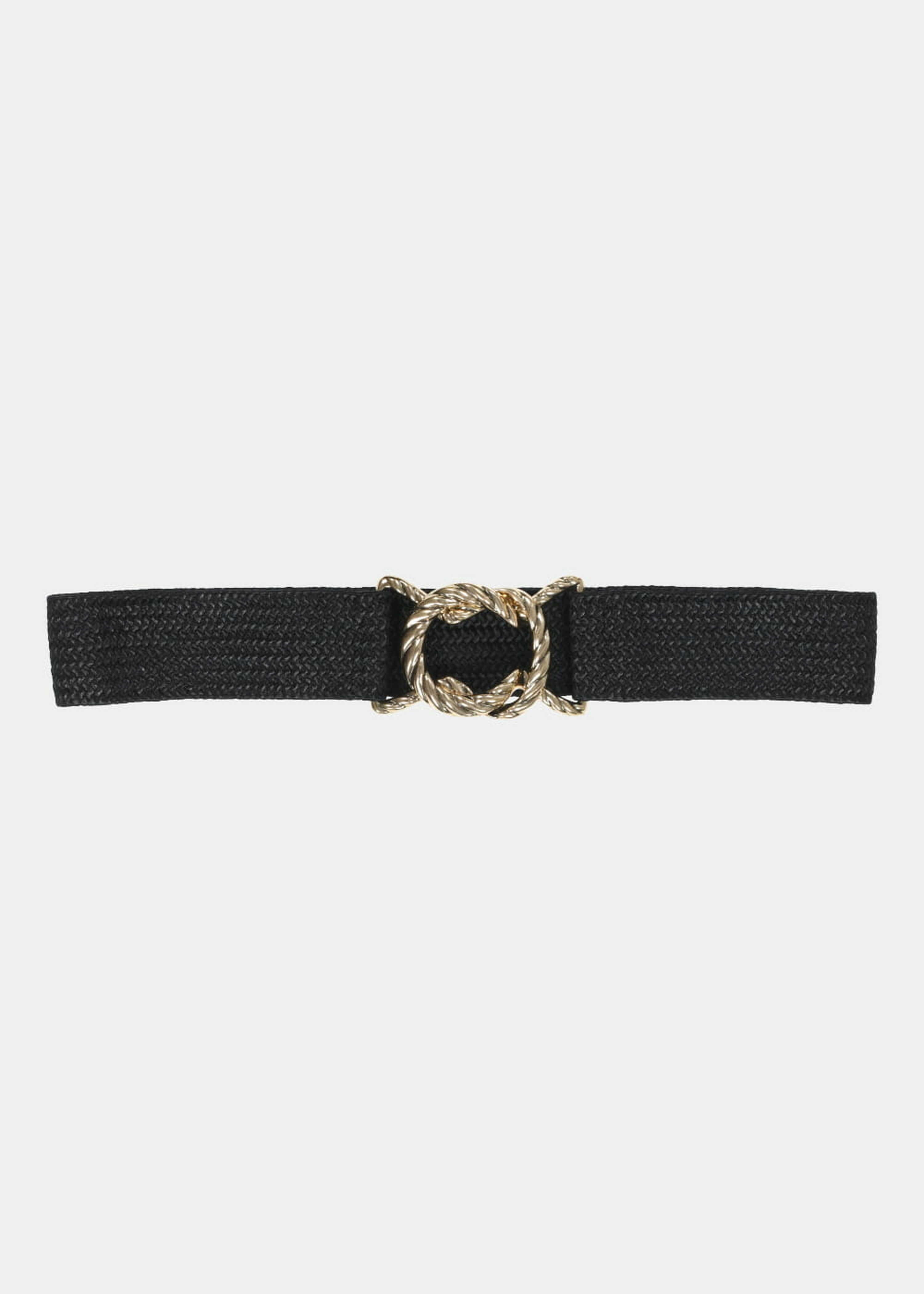 Black elasticated belt with fancy buckle