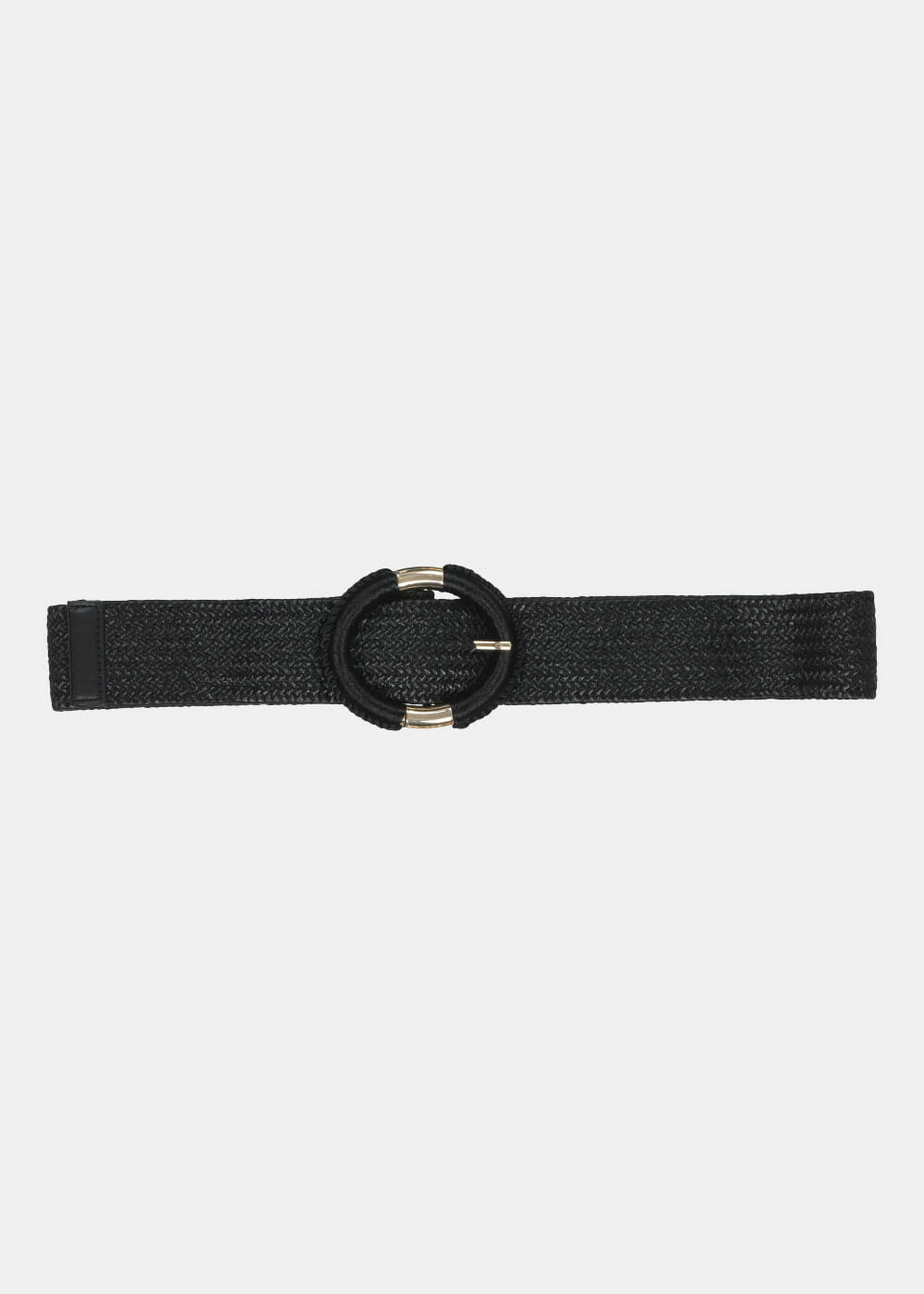 Black elasticated belt with oval buckle