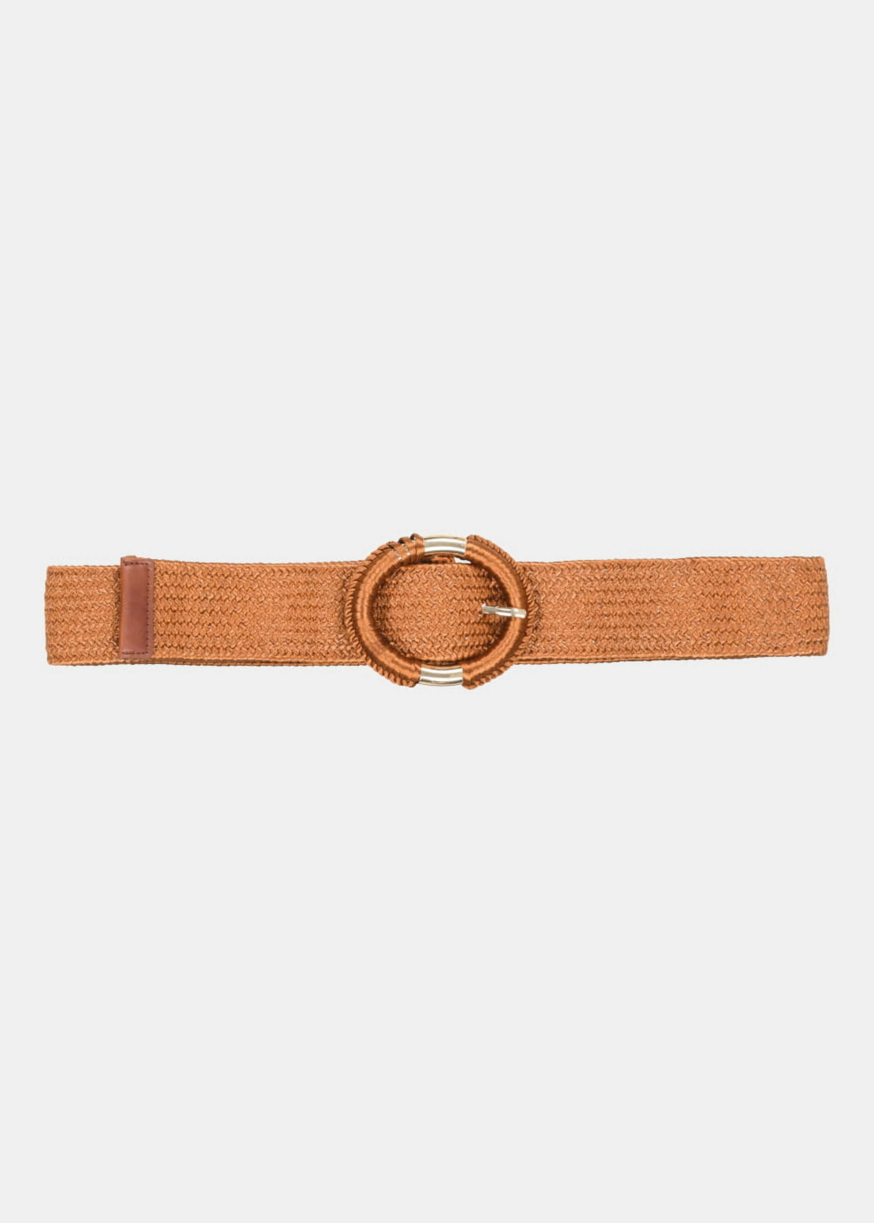 Elasticated camel belt with oval buckle