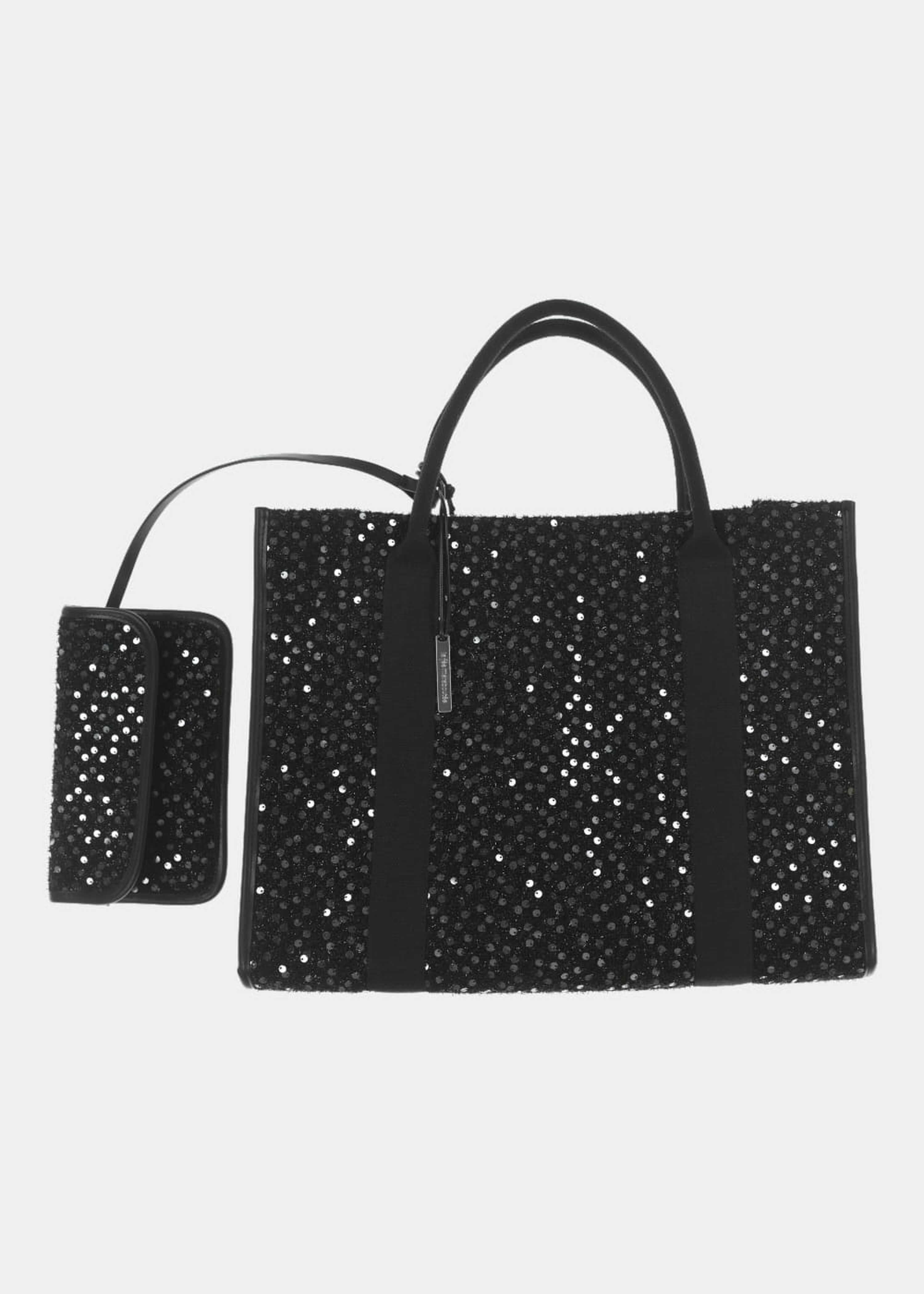 black glitter tote bag