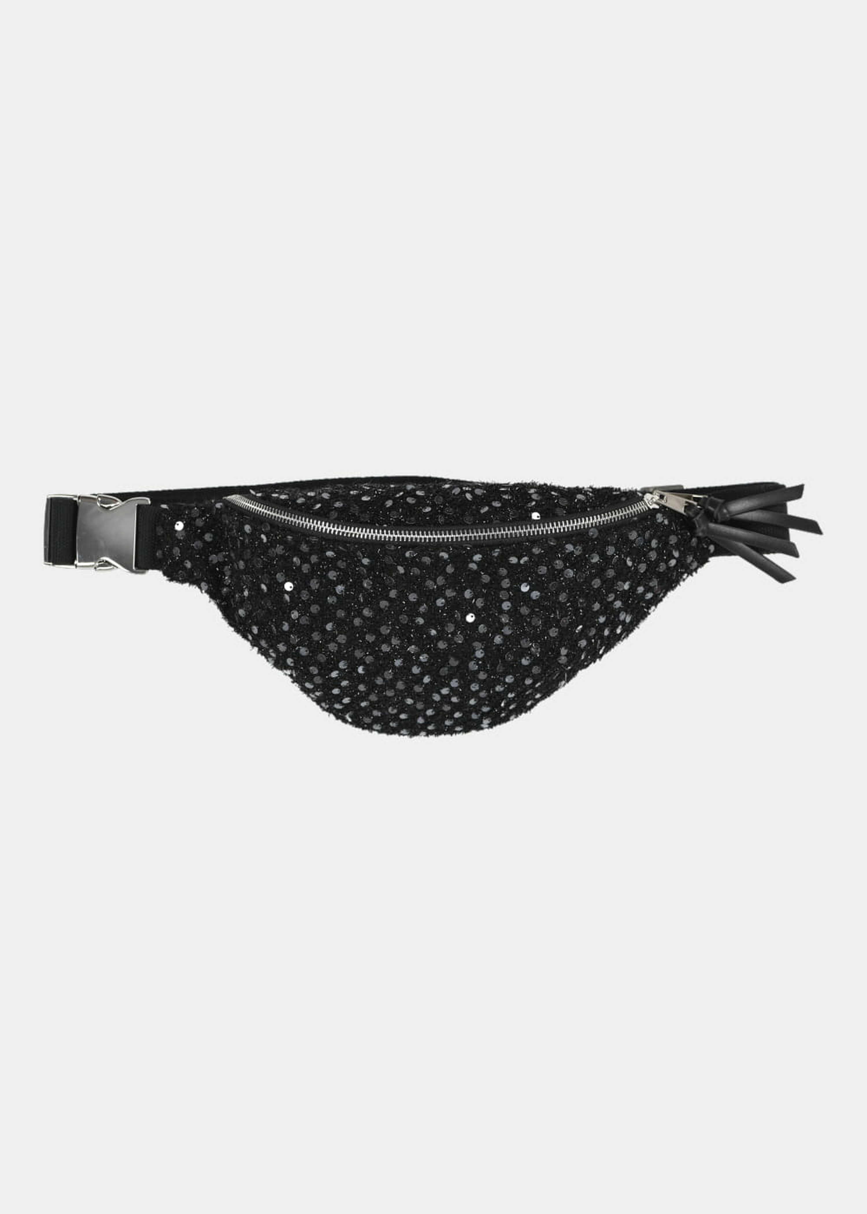 black glitter fanny pack