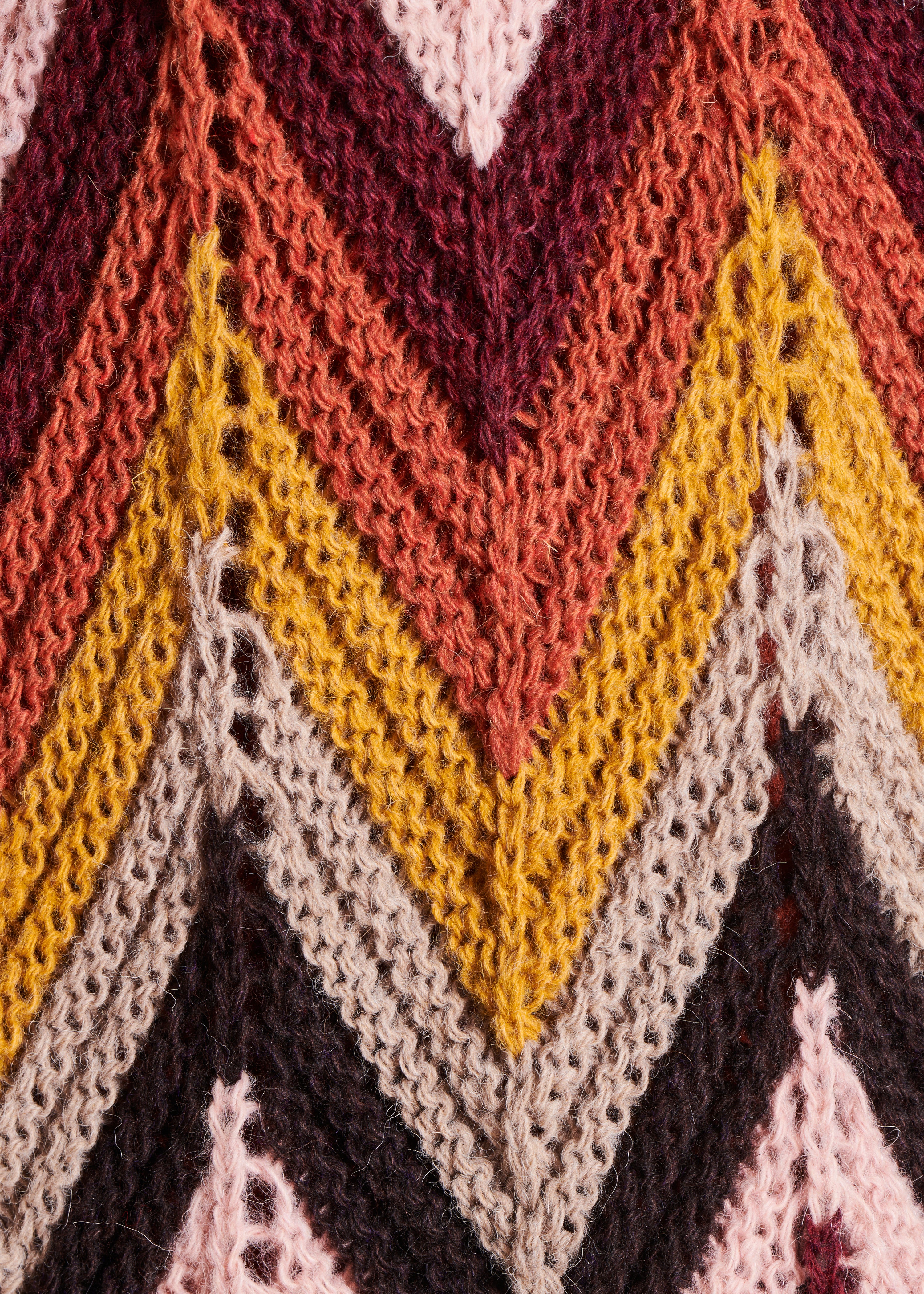 Multicolored openwork knit scarf