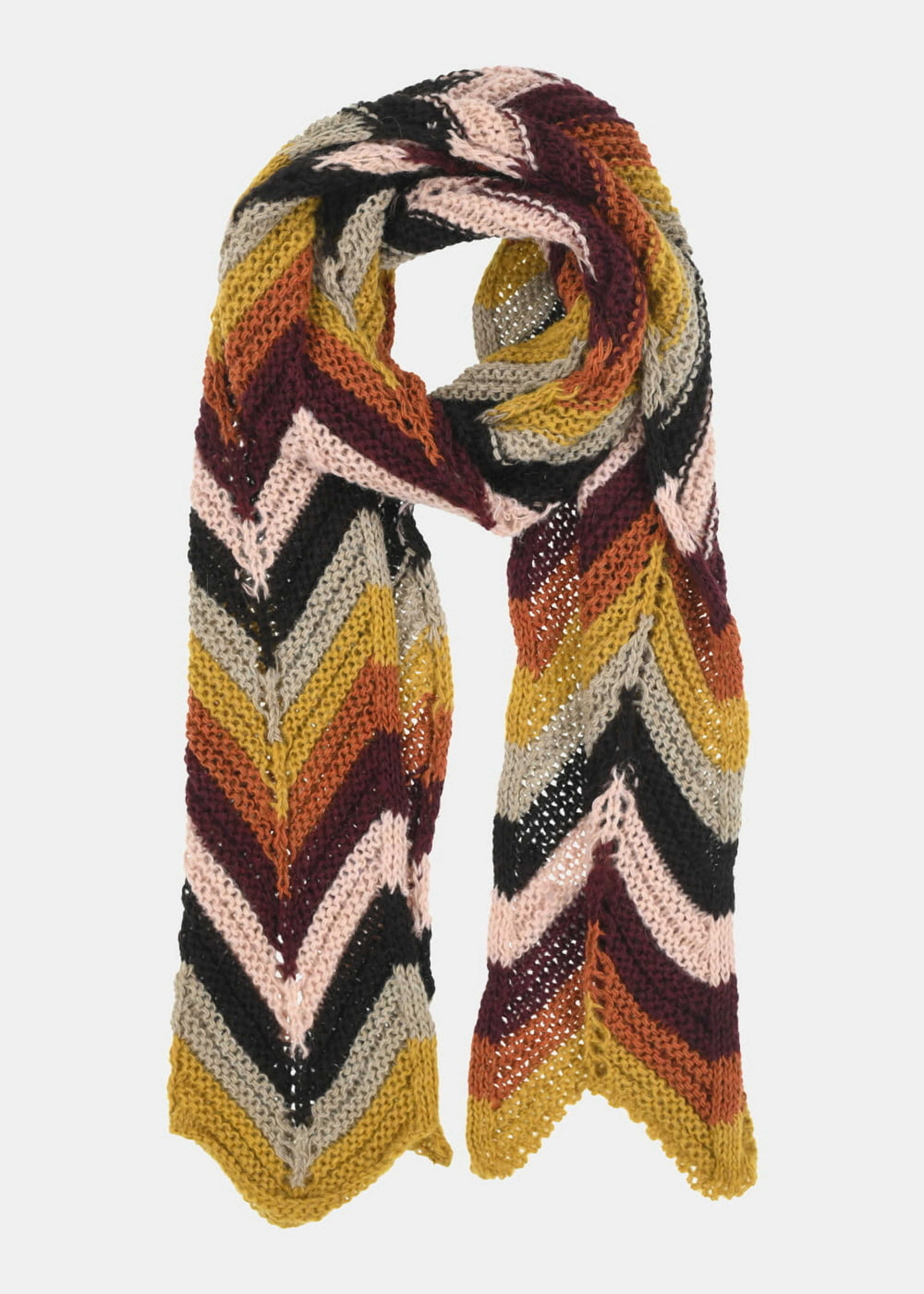 Multicolored openwork knit scarf