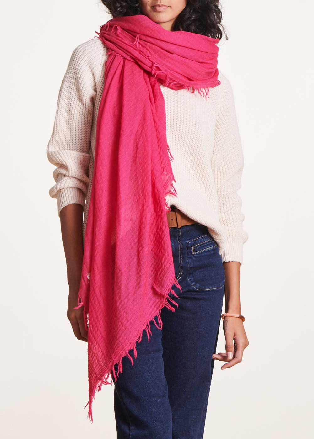 Pañuelo rosa fucsia de lana