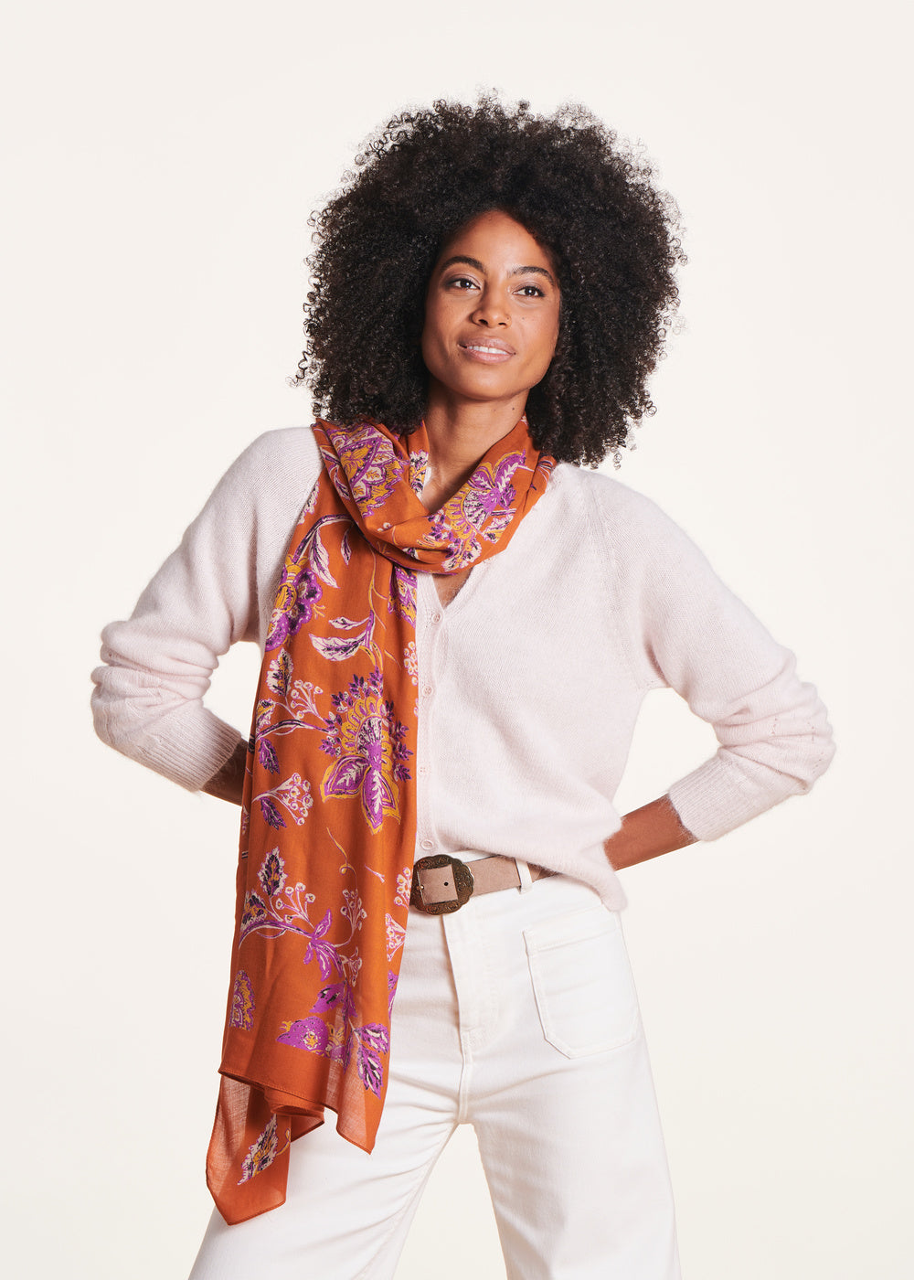 Foulard orange à imprimé