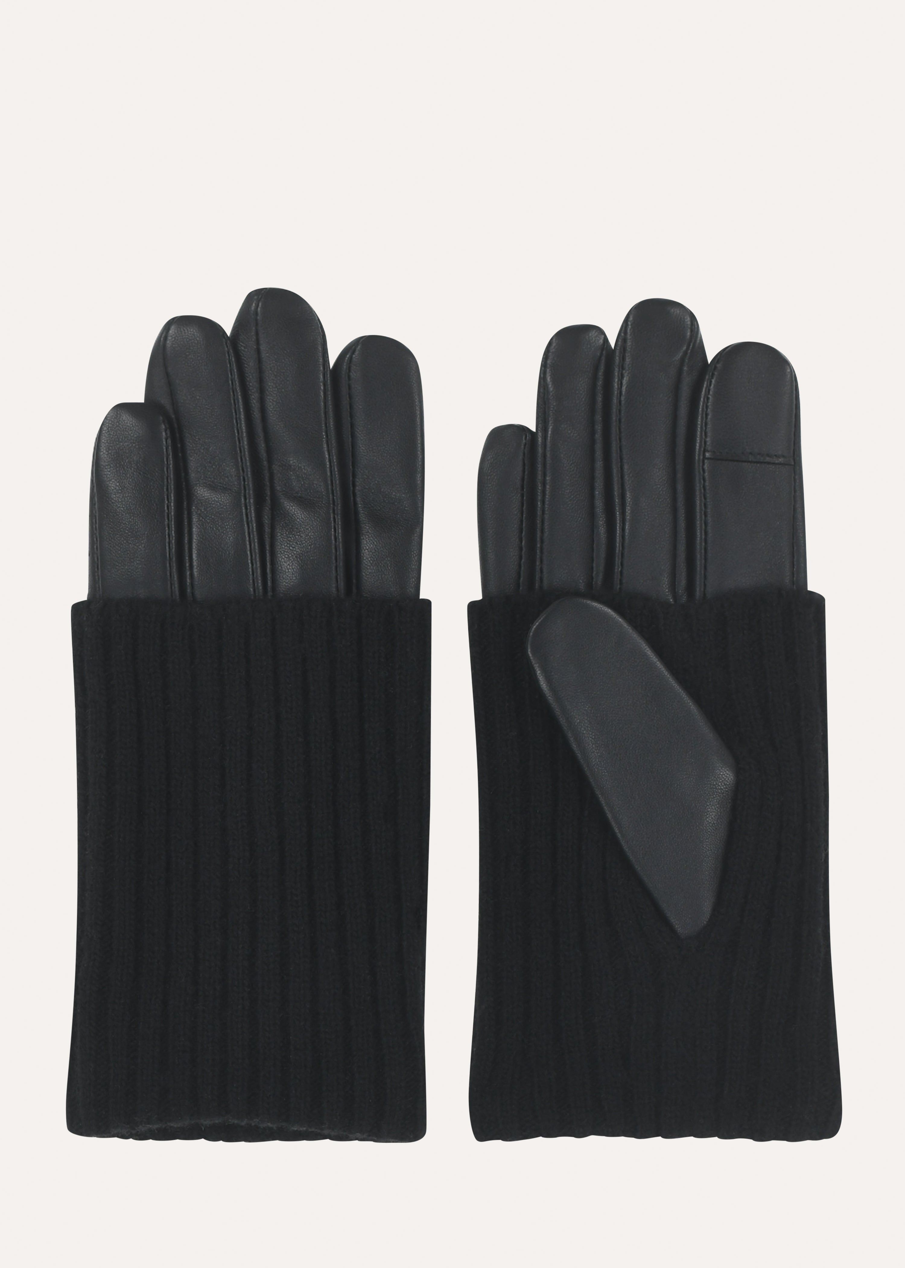 handschuhe wolle leder Schwarze Handschuhe aus Wolle und Leder