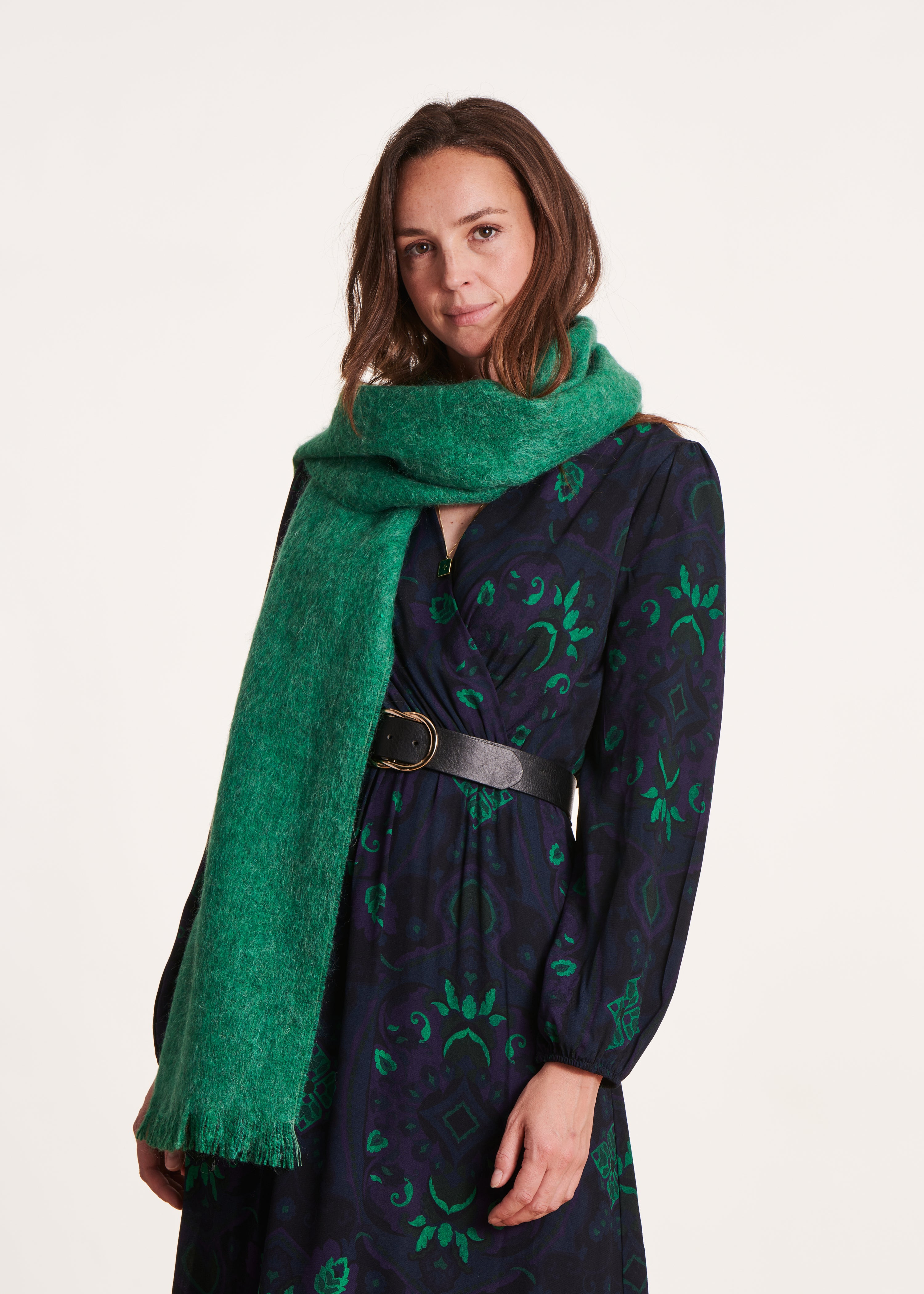 Plain chlorophyll green scarf