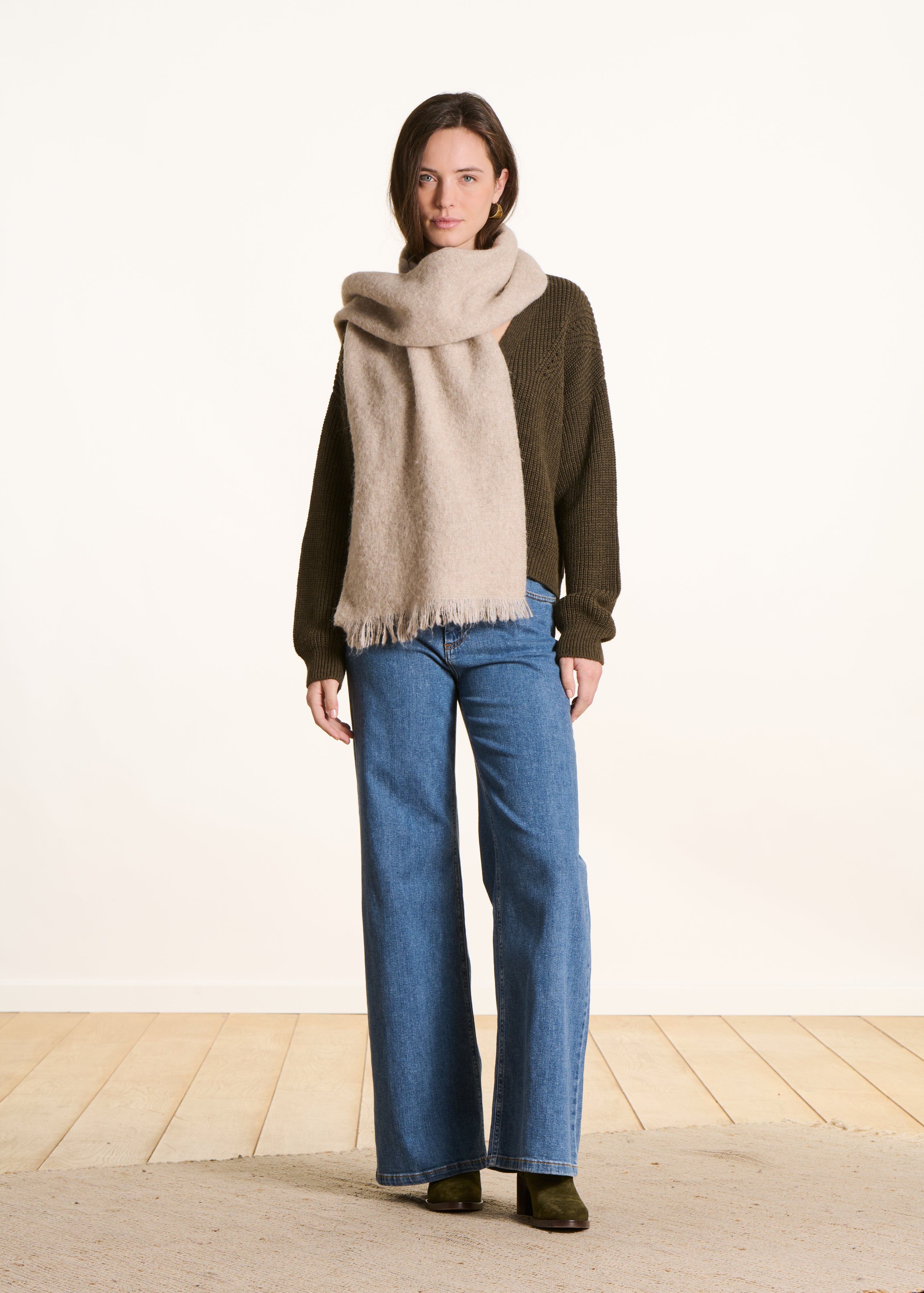 Écharpe unie beige