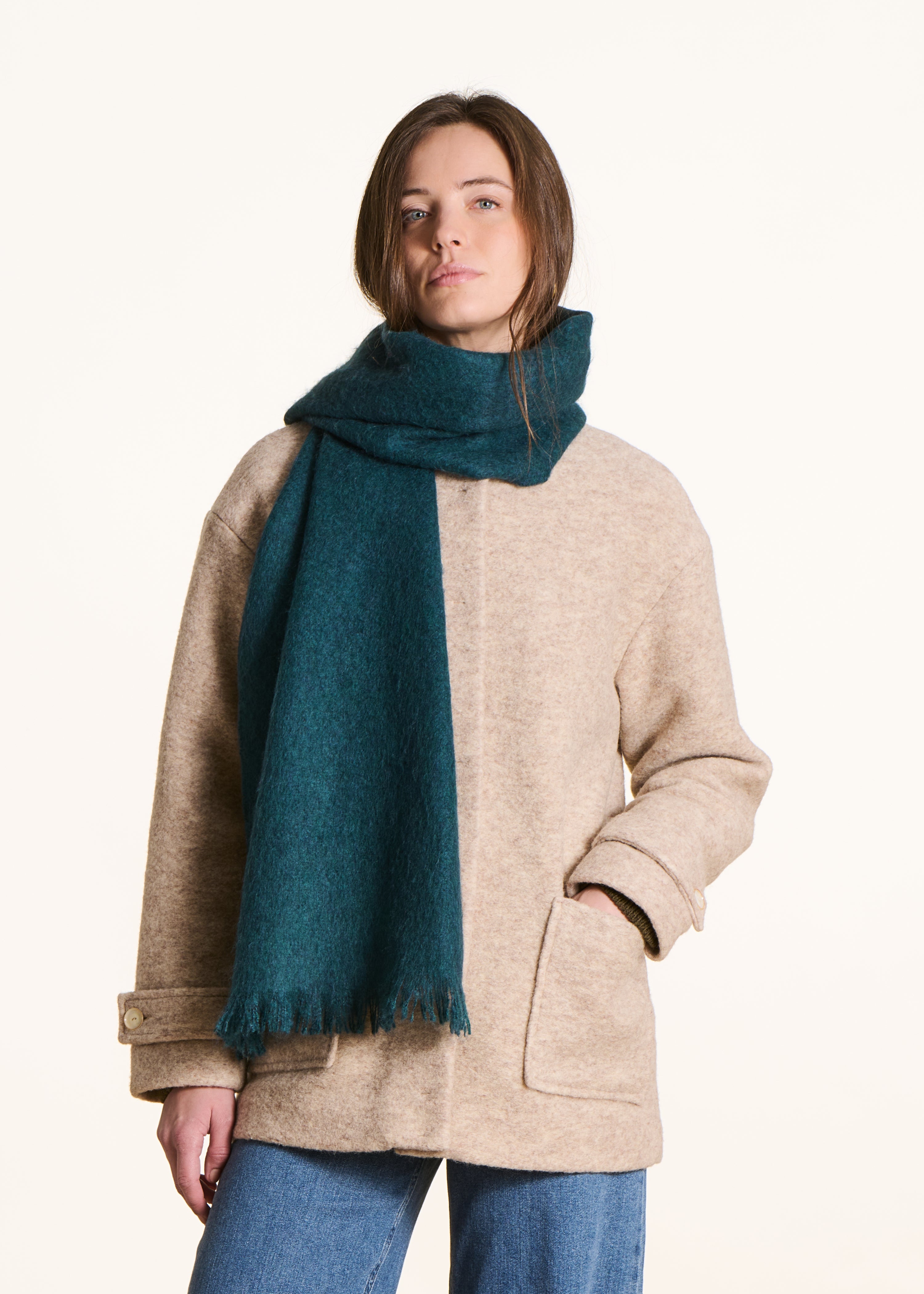 Écharpe unie bleu pétrole