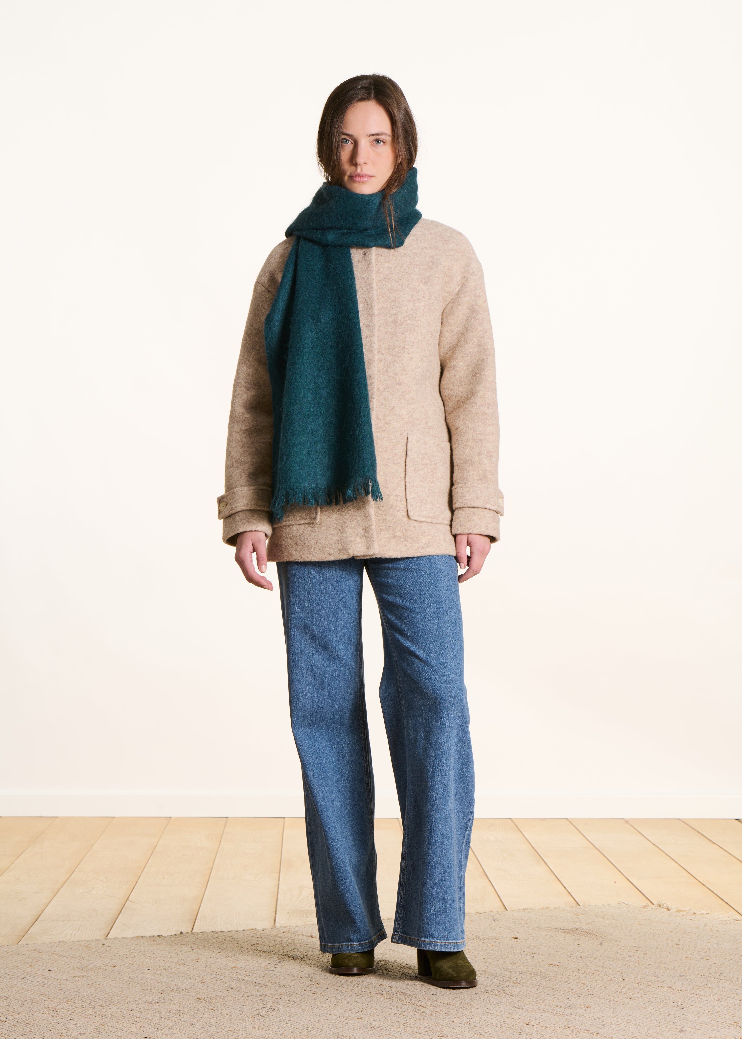 Écharpe unie bleu pétrole