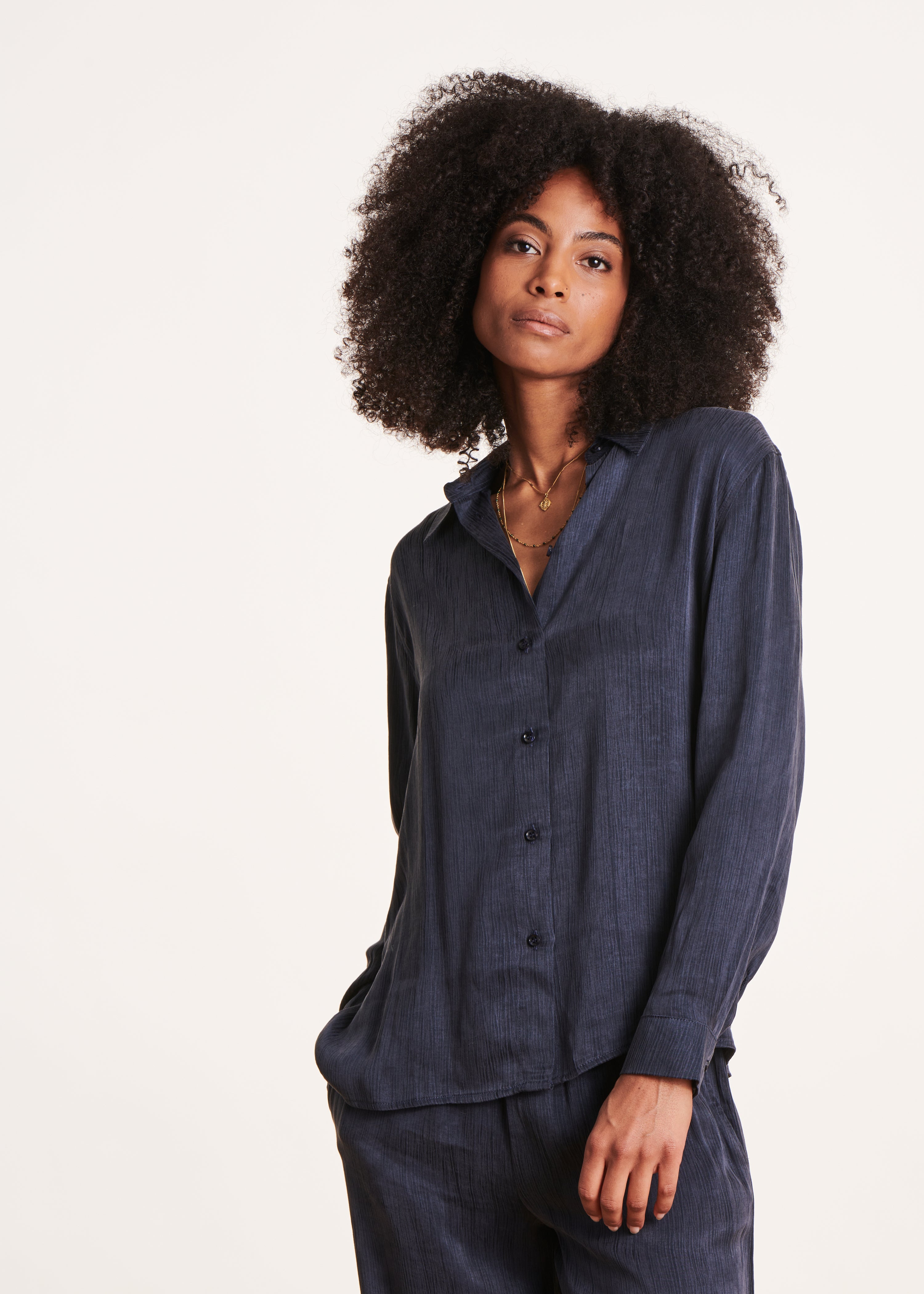 Dark blue loose flowing shirt