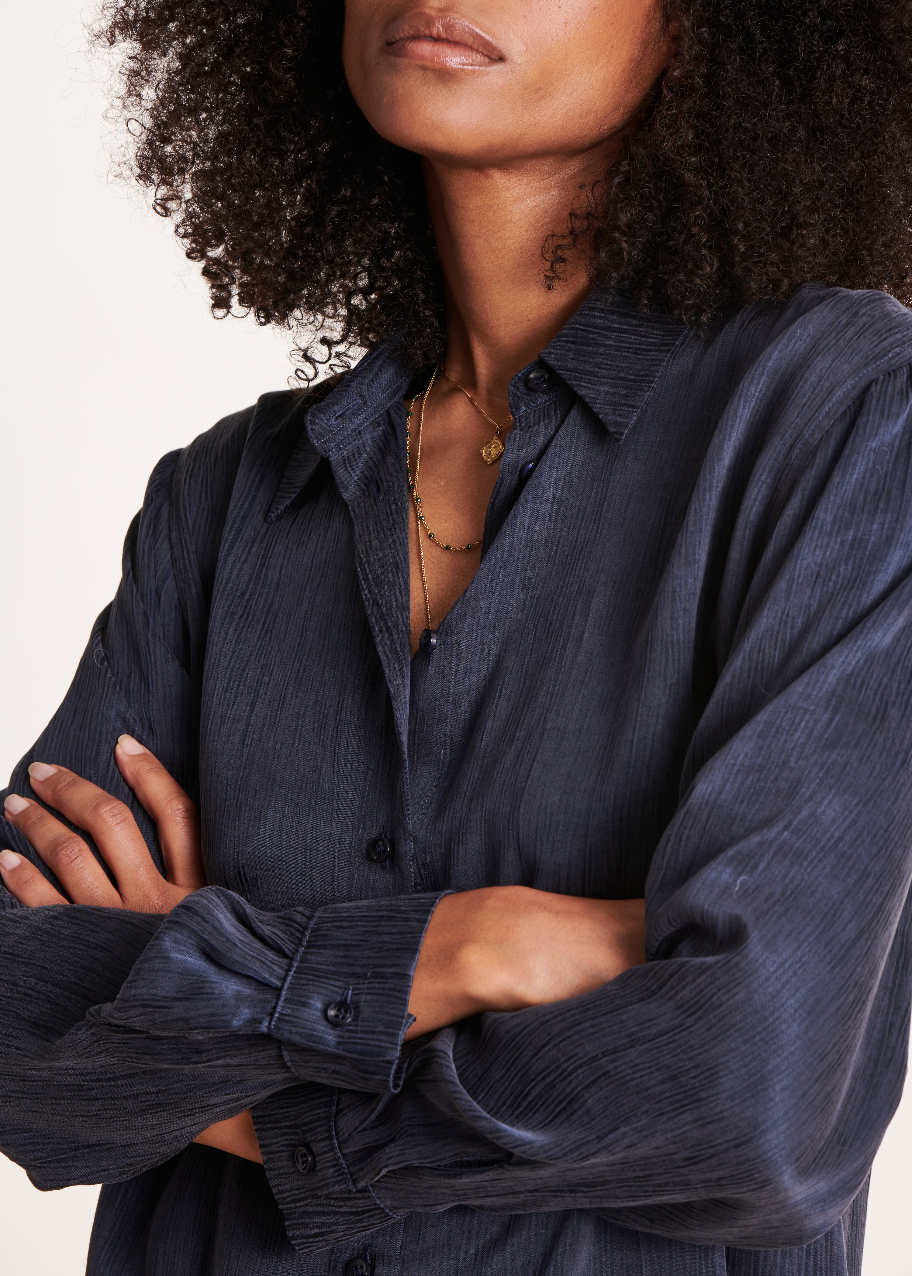 Dark blue loose flowing shirt