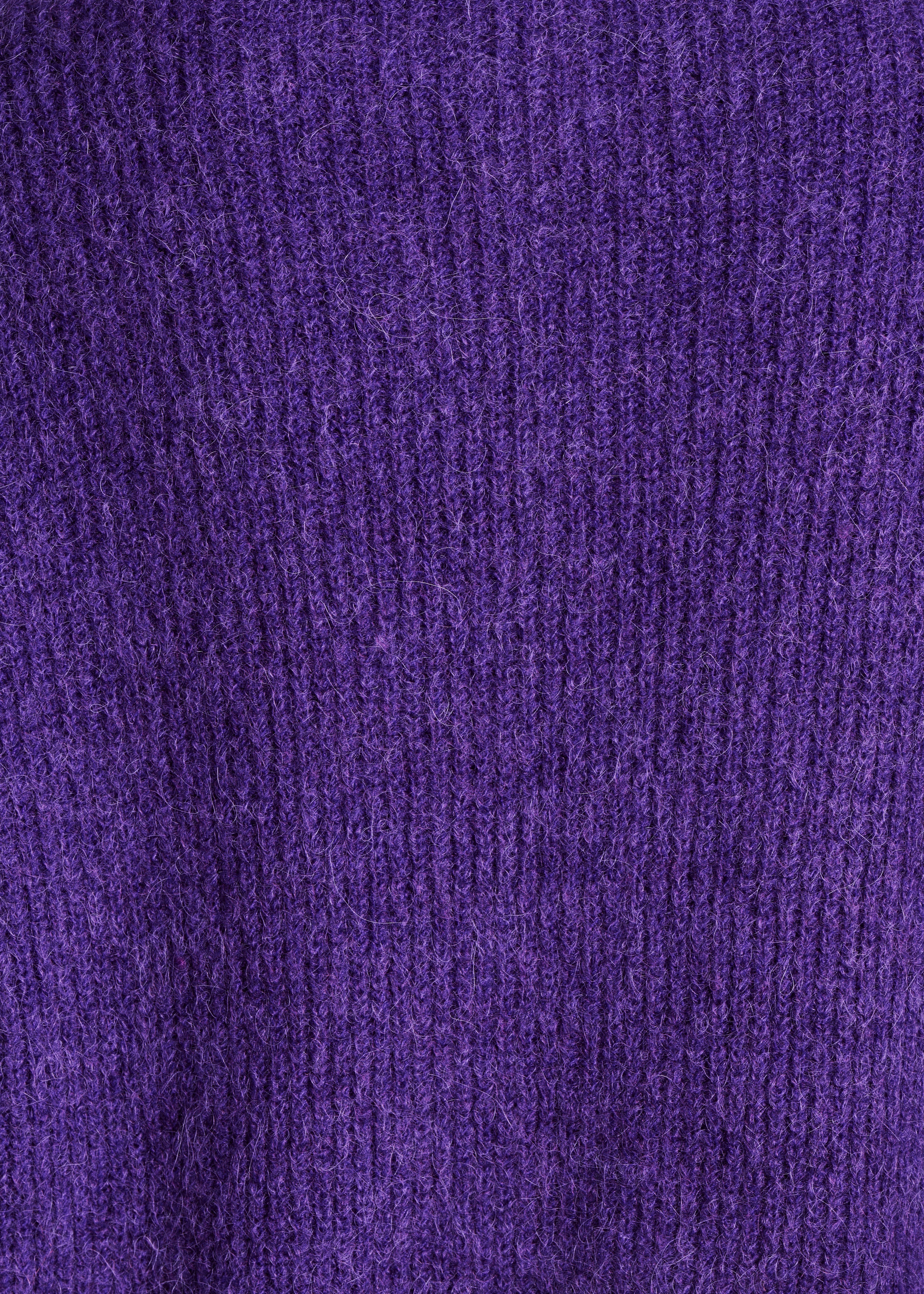 Purple loose-fitting ribbed cardigan