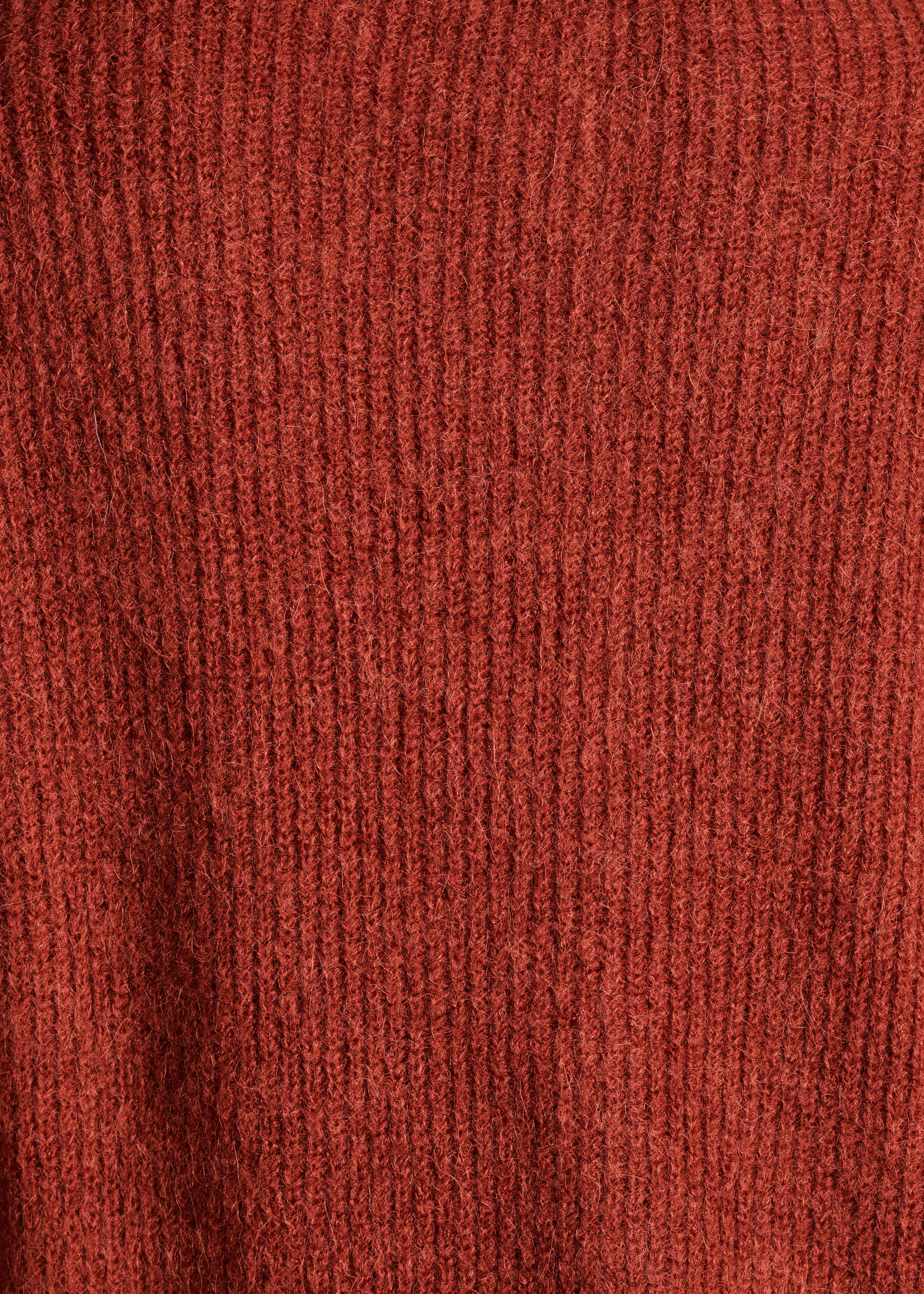 Loose-fitting ribbed terracotta cardigan