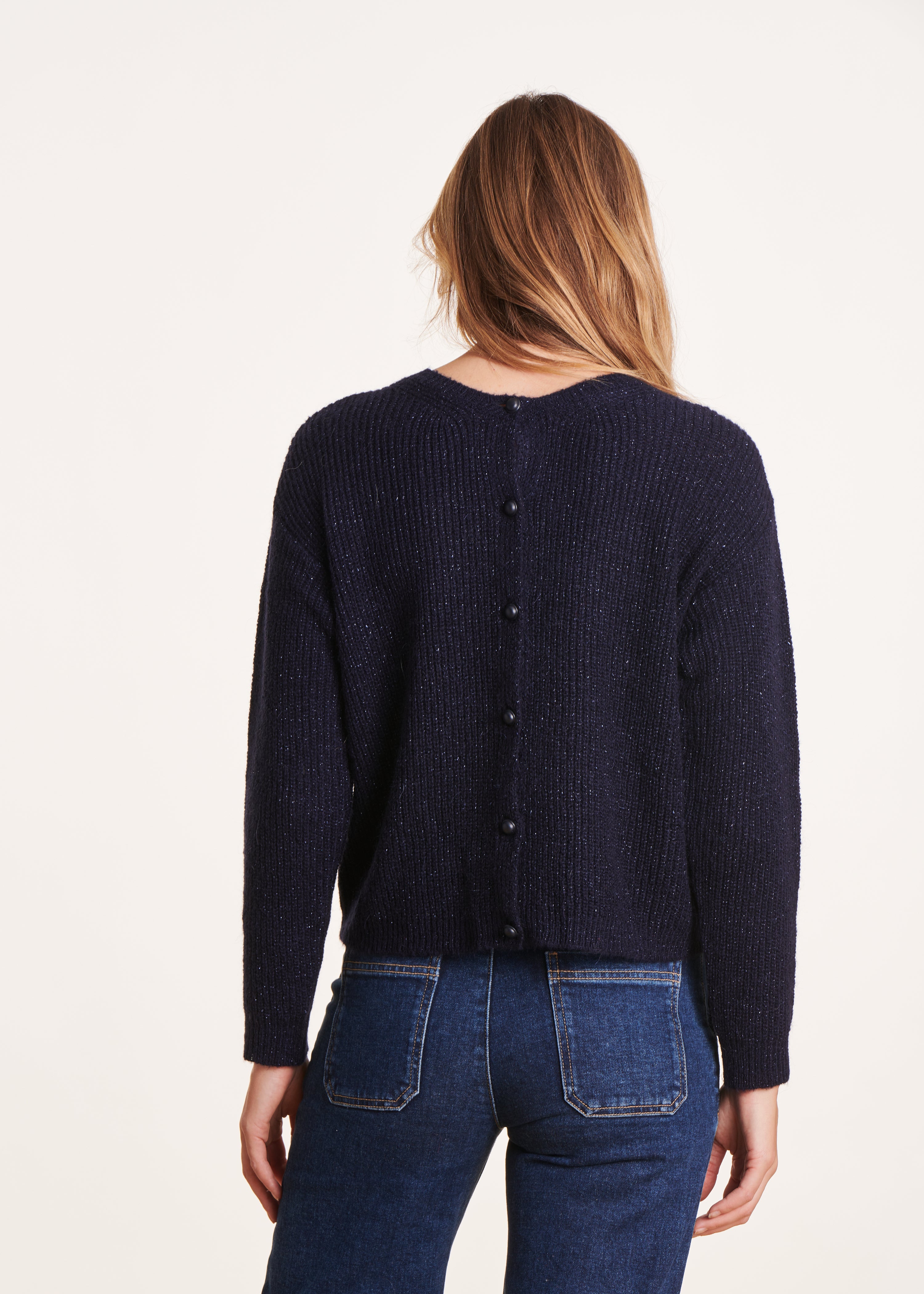 Navy blue iridescent knit vest