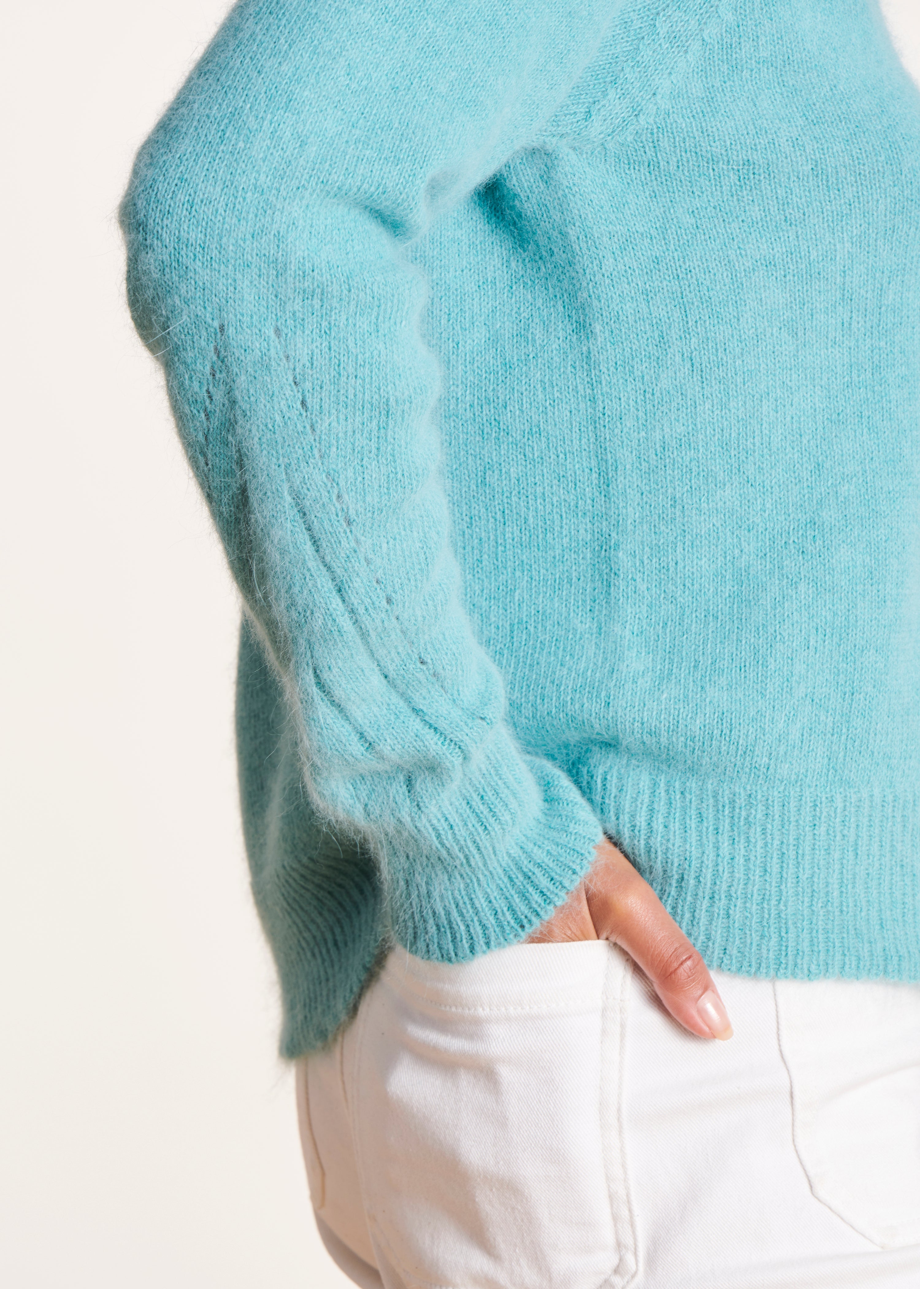 Mint green angora cardigan