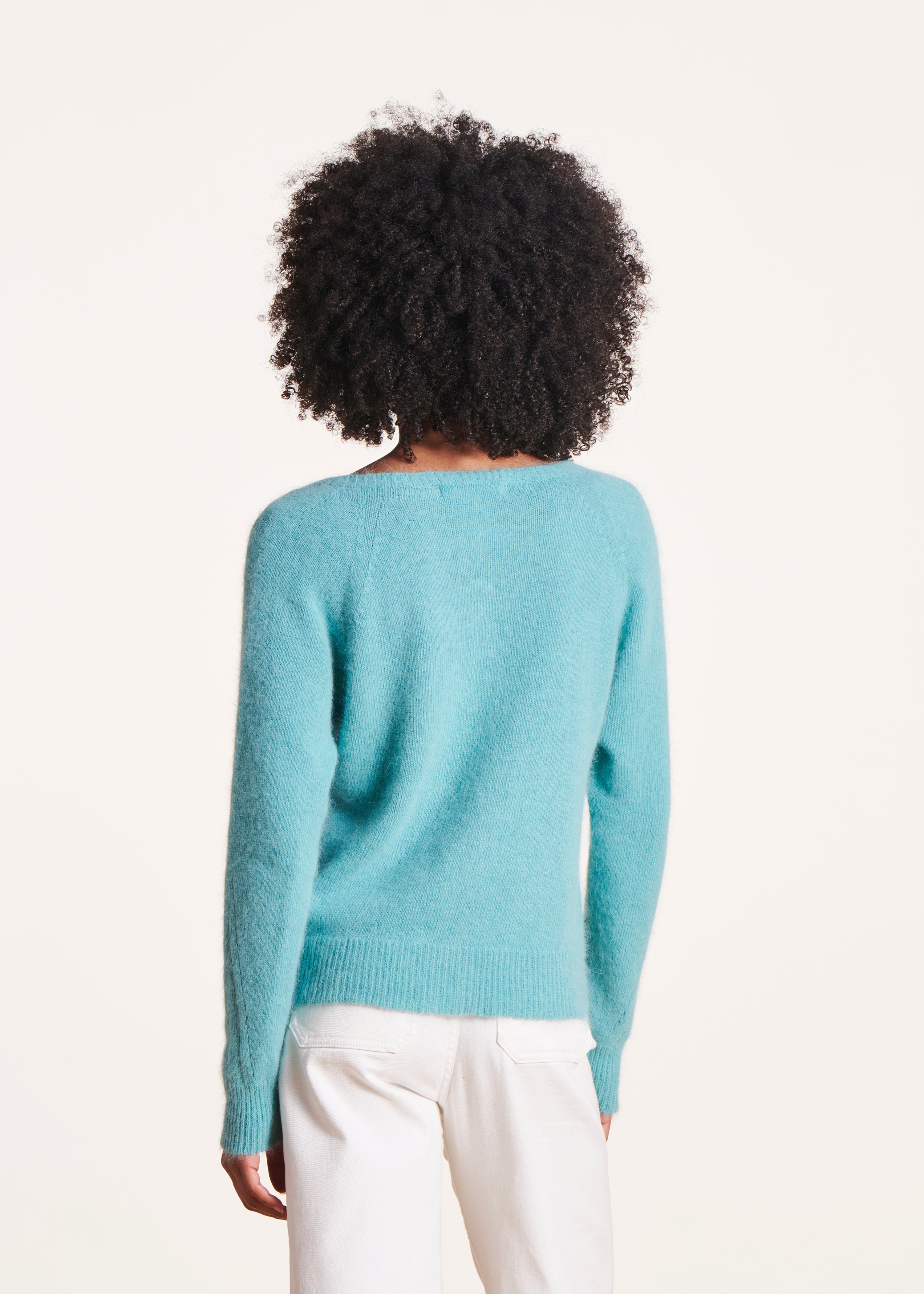 Mint green angora cardigan