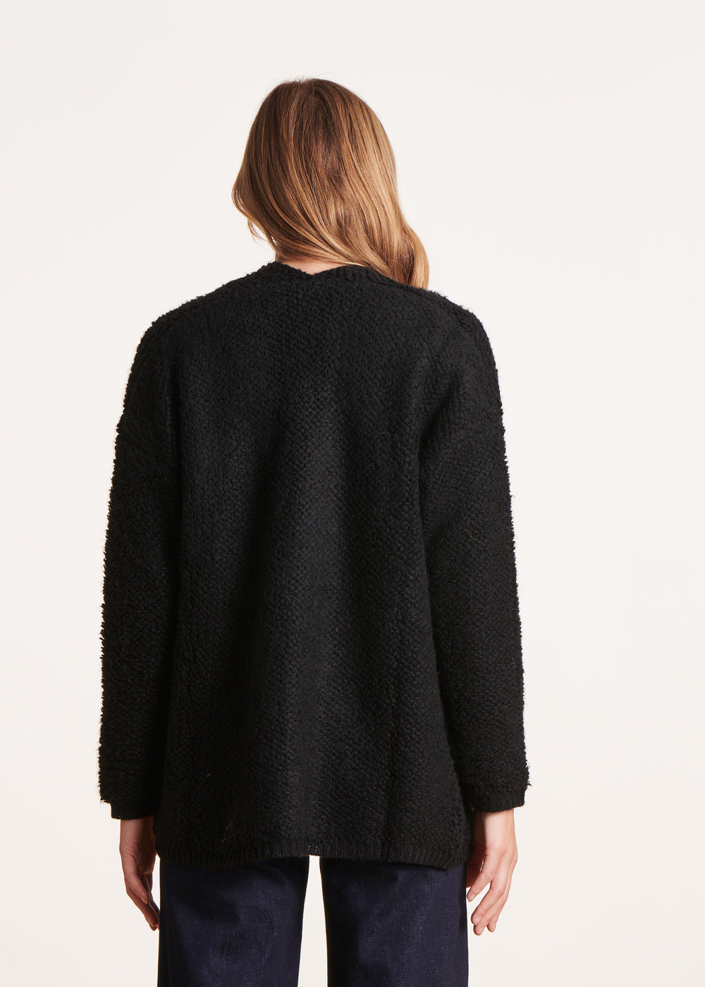 Loose black open cardigan