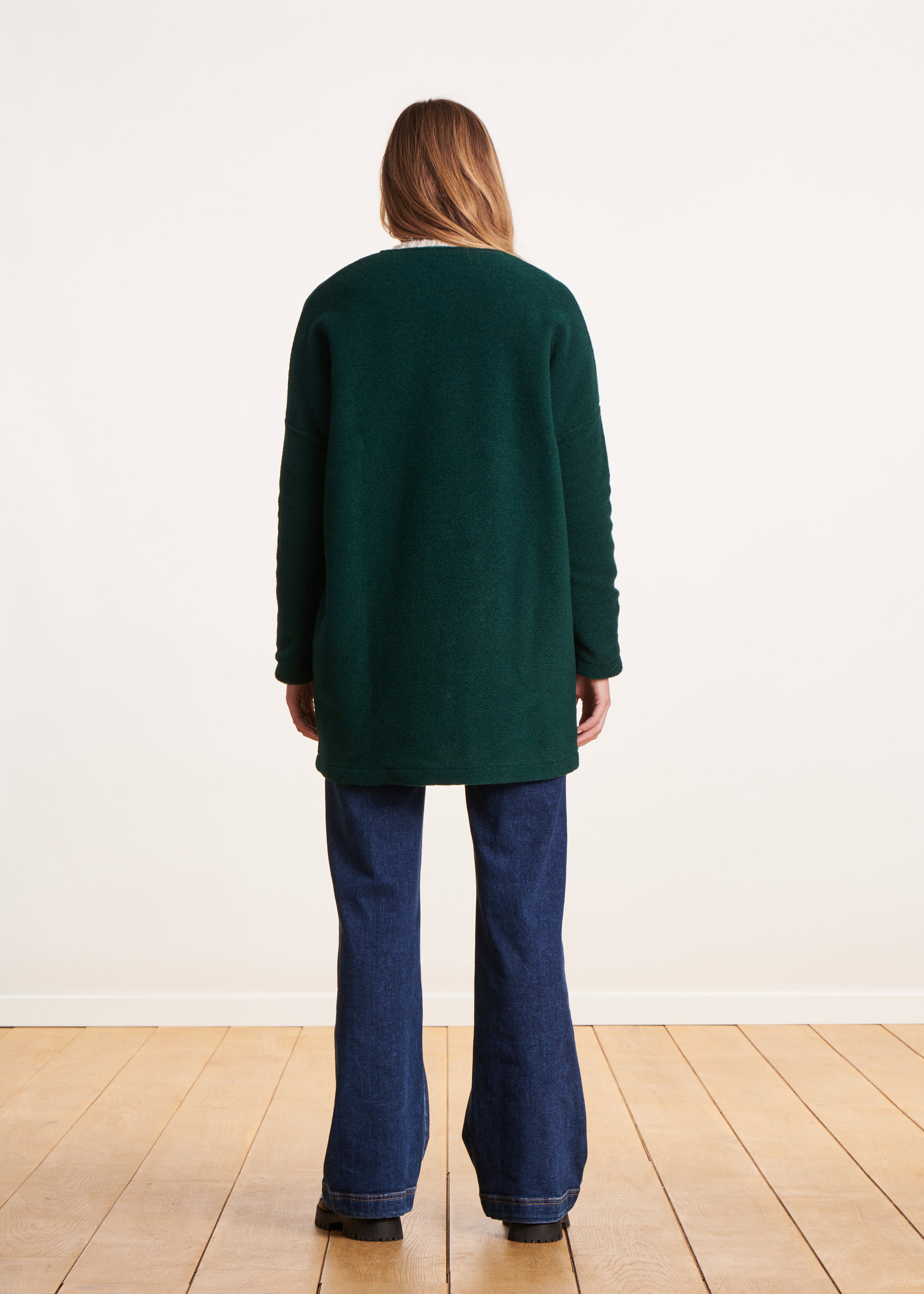 Duck green mid-season wool coat