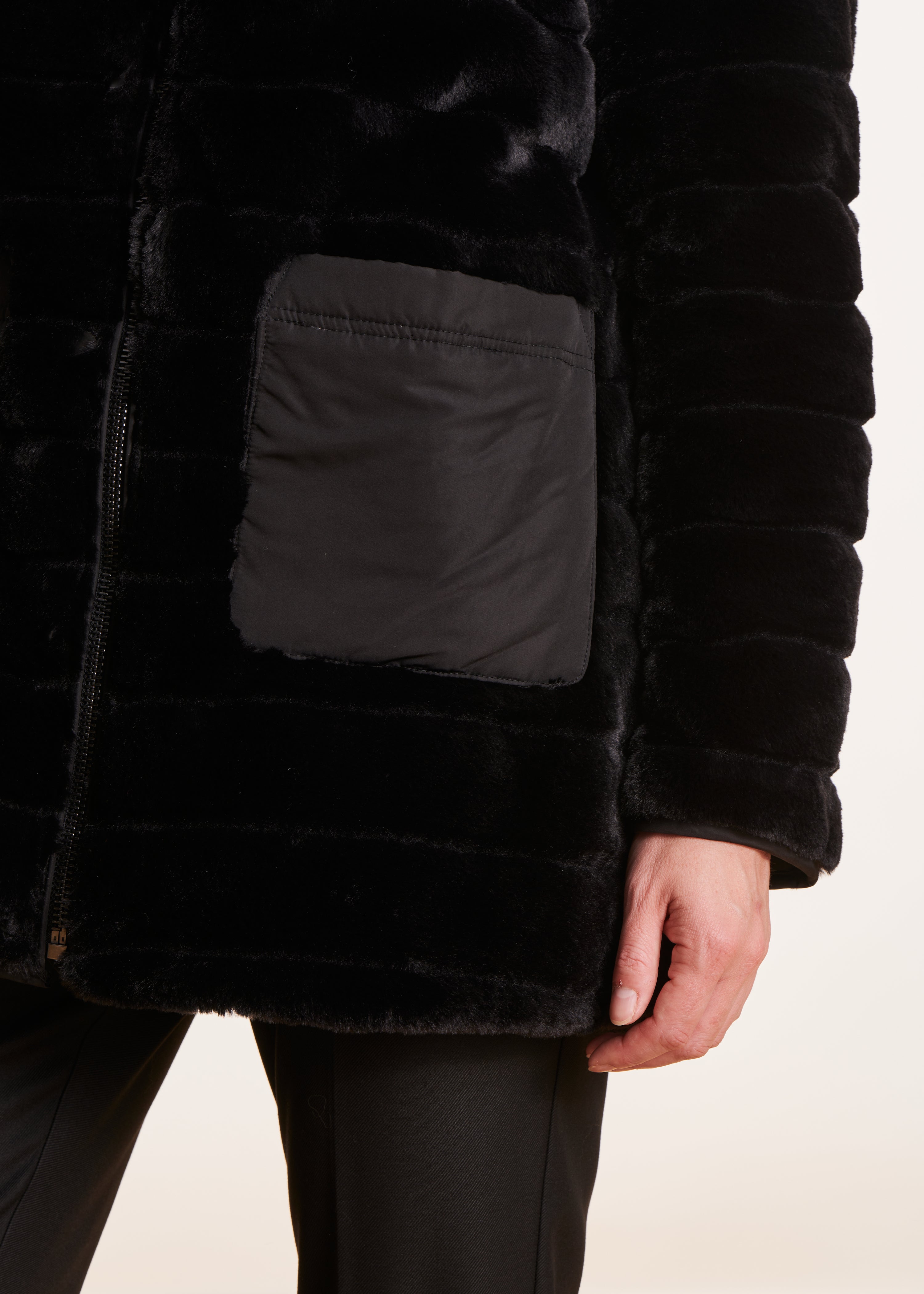 Black reversible hooded down jacket