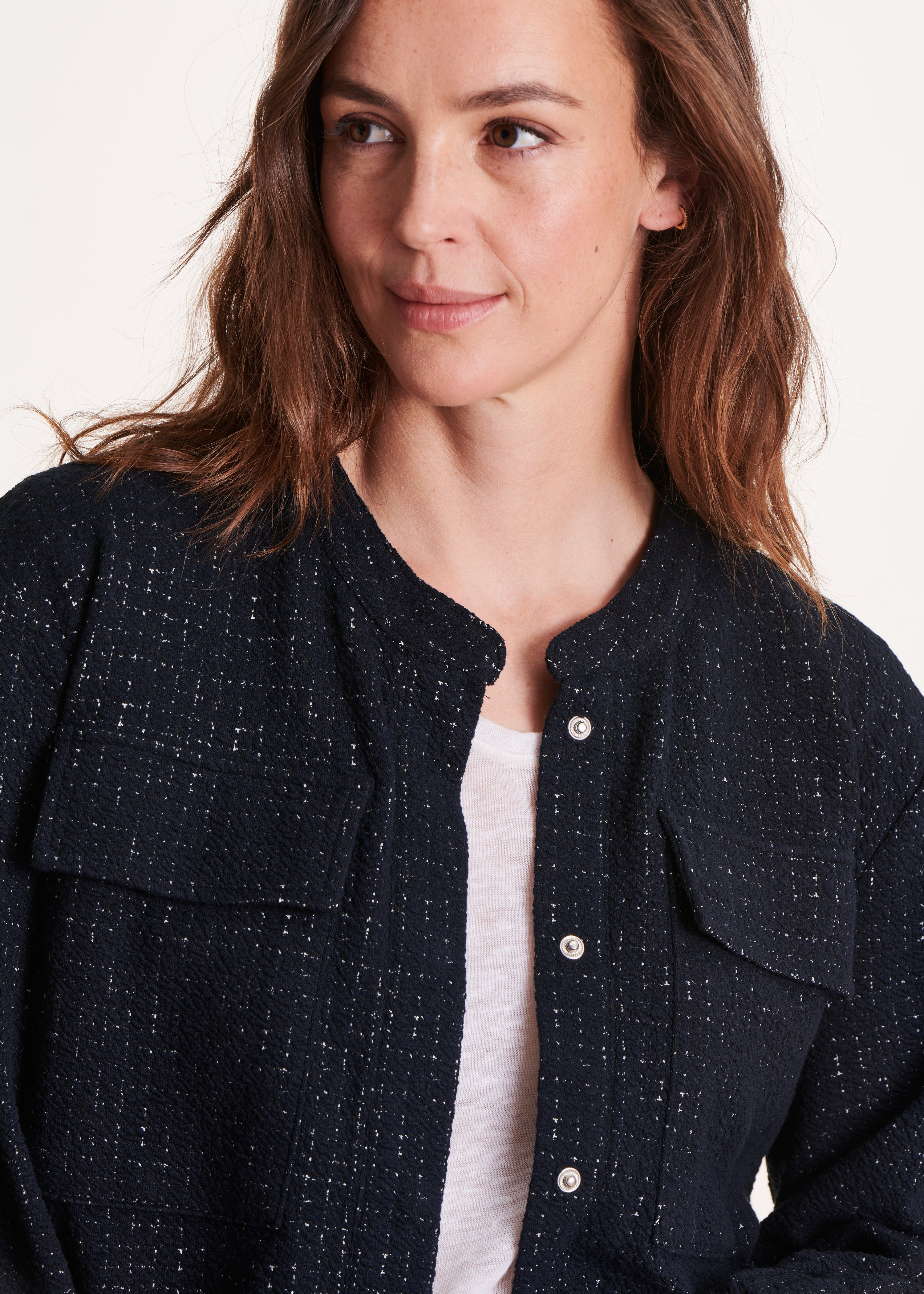 Dark blue organic cotton bomber jacket