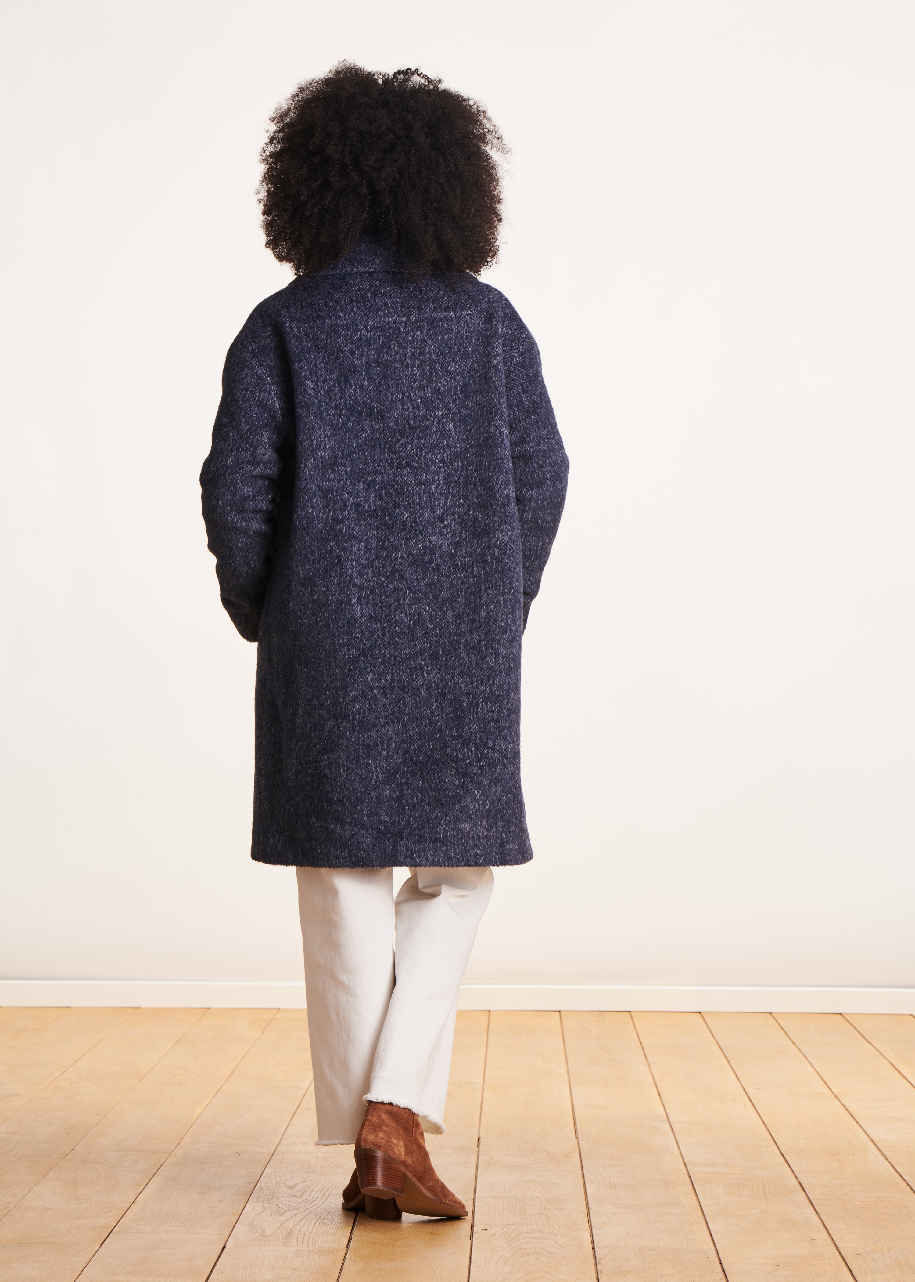 Loose navy blue wool coat