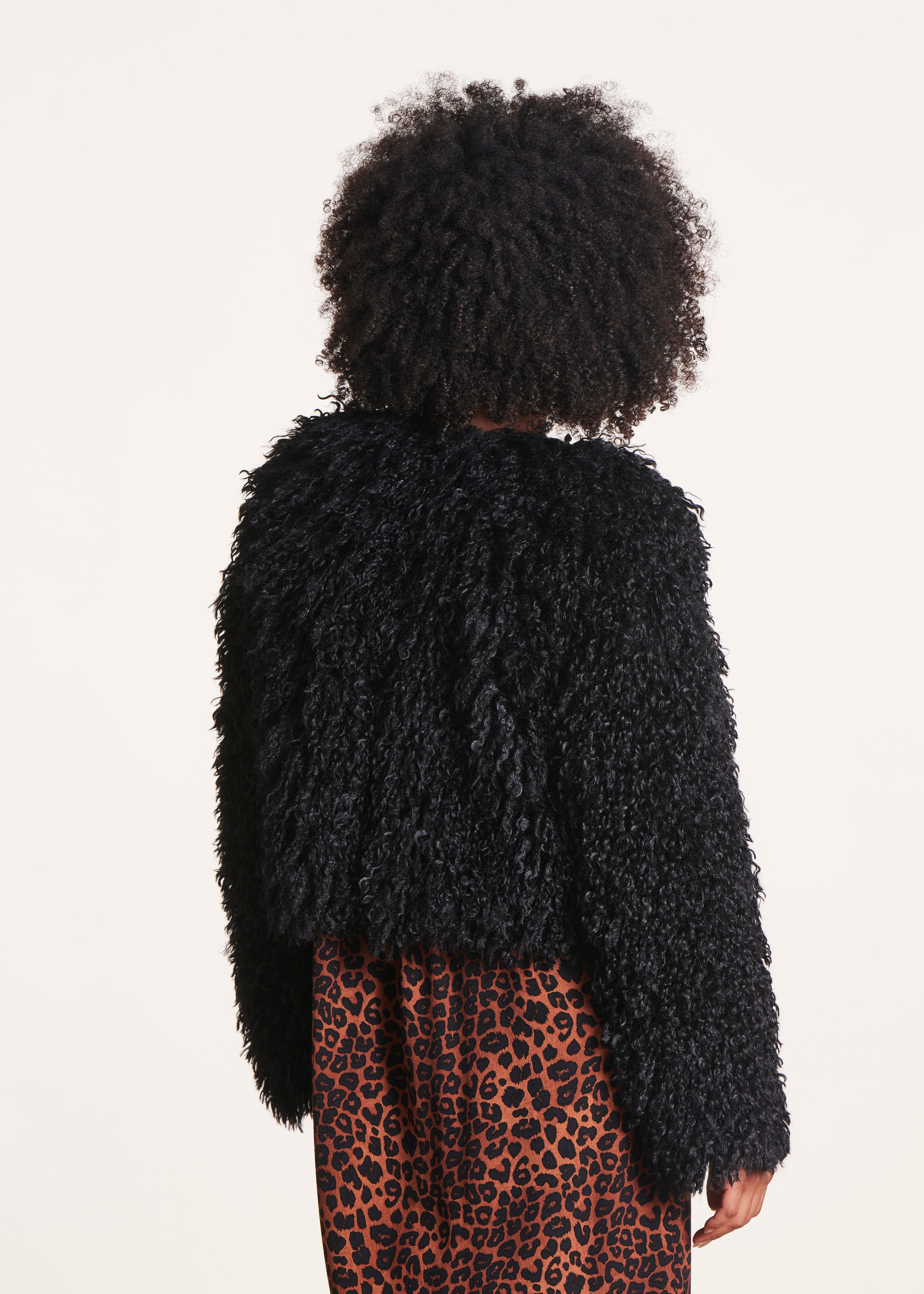 Short black boucle jacket