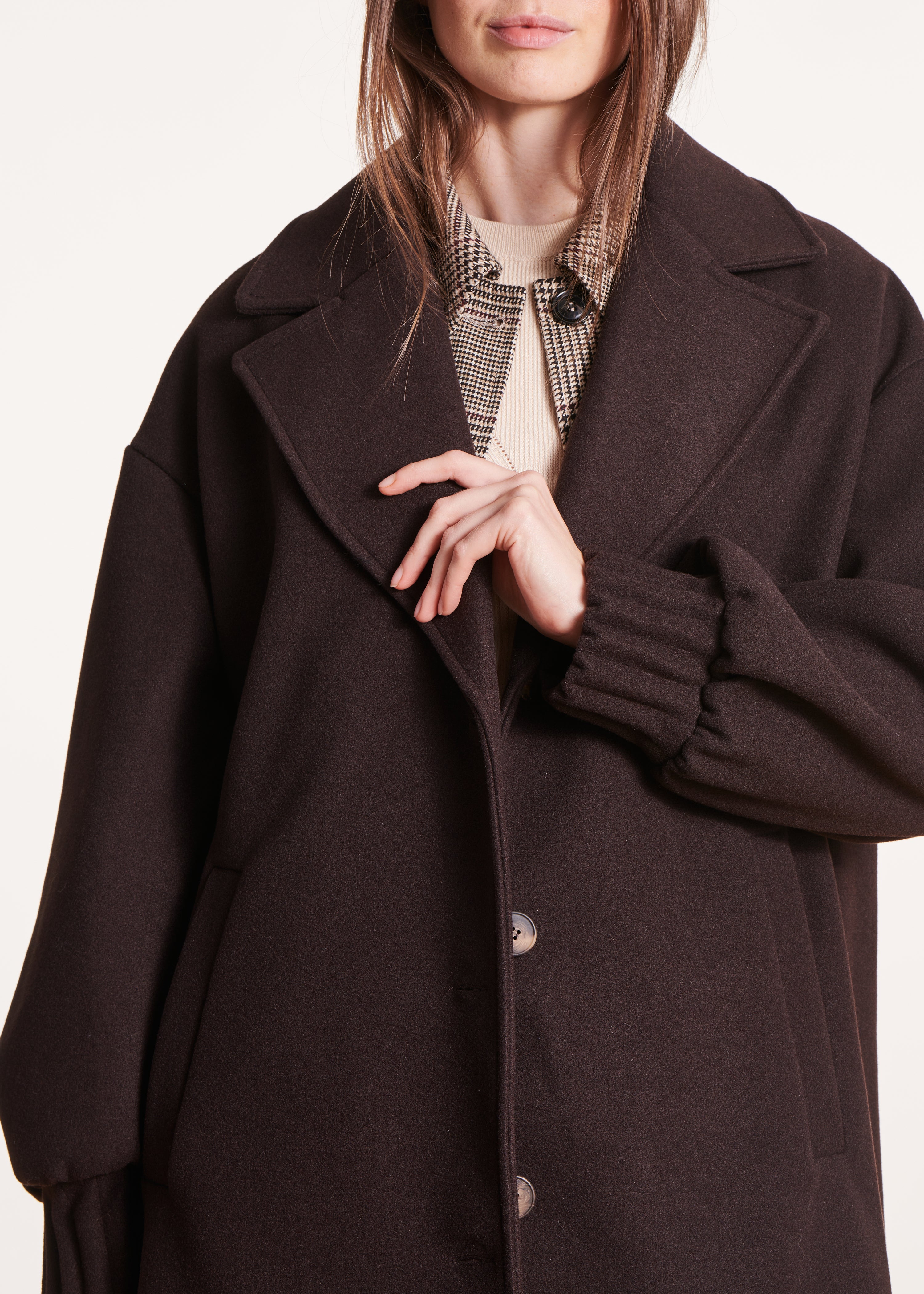 Manteau long marron oversize